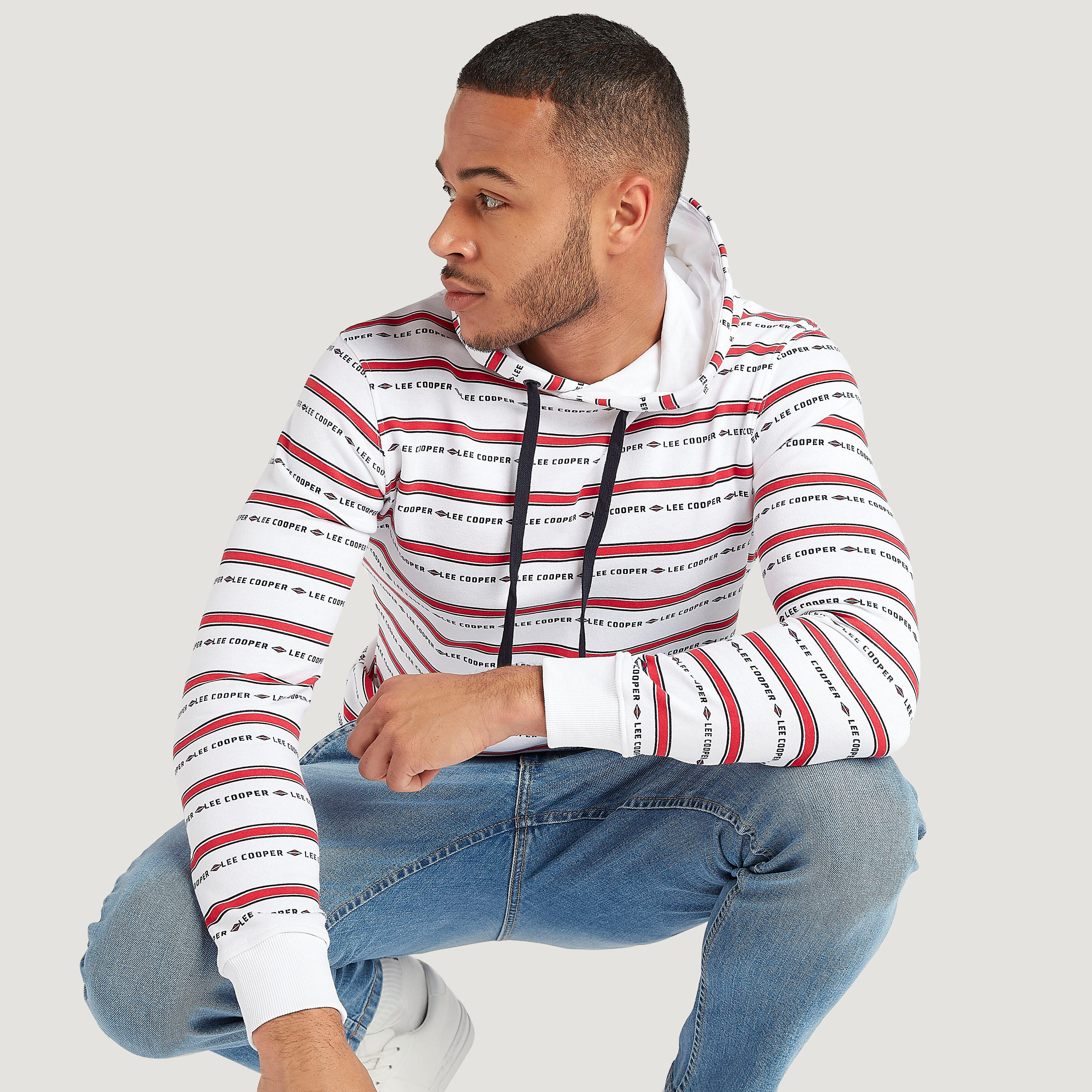 سويت شيرت بطبعات وأكمام طويلة وقبّعة من لي كوبر-men-winterwear-hoodiesandsweatshirts-image-1