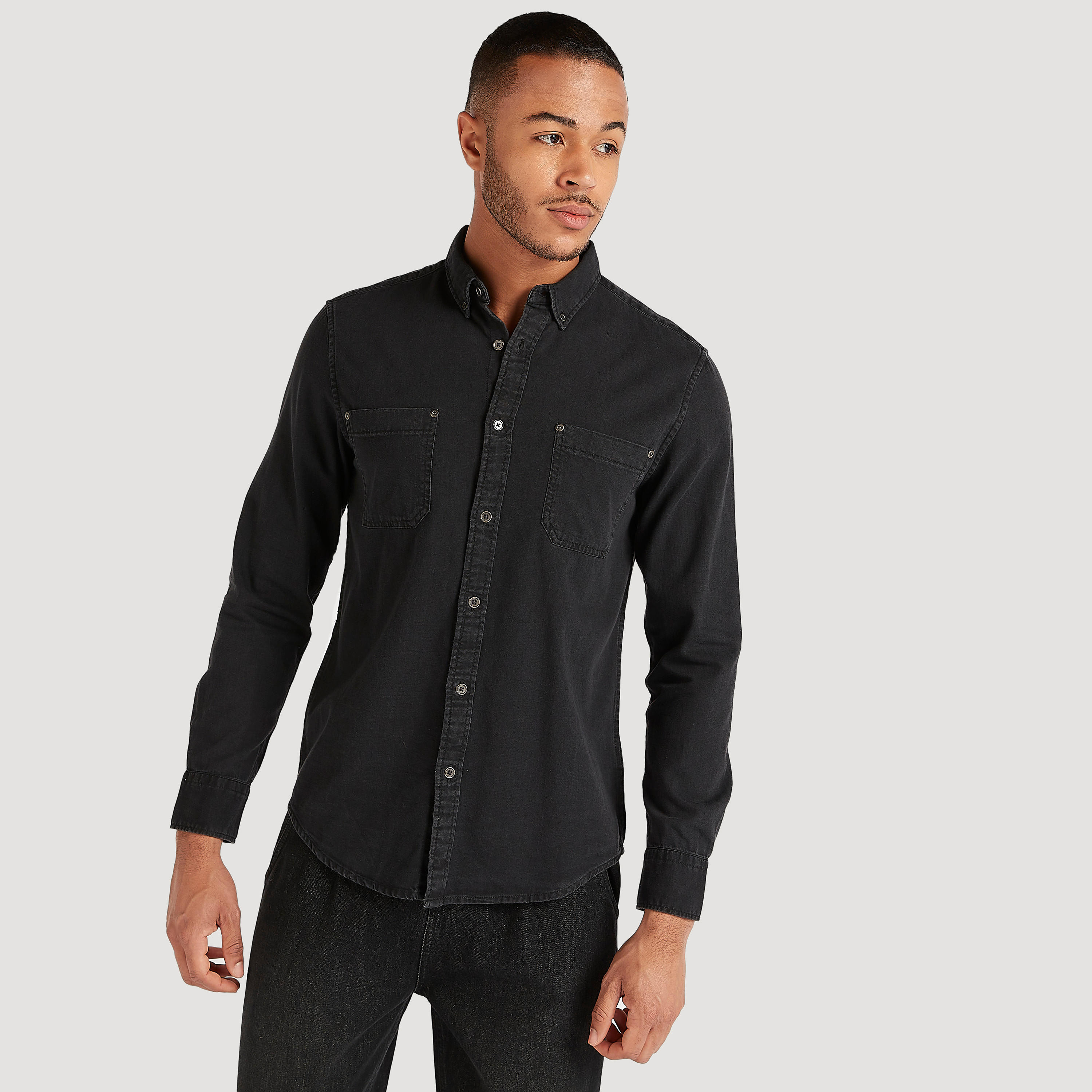 Lee Cooper Textured Shirt with Collar and Long Sleeves-men-clothing-shirts-image-1