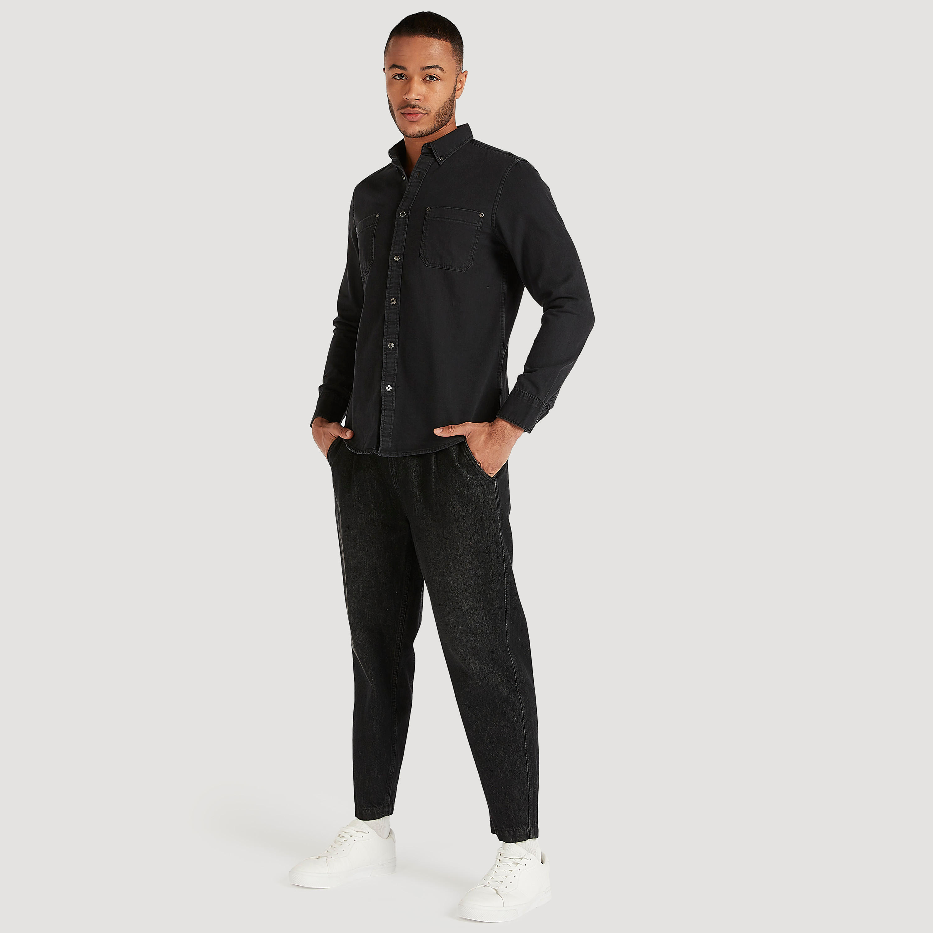 Lee Cooper Textured Shirt with Collar and Long Sleeves-men-clothing-shirts-image-2