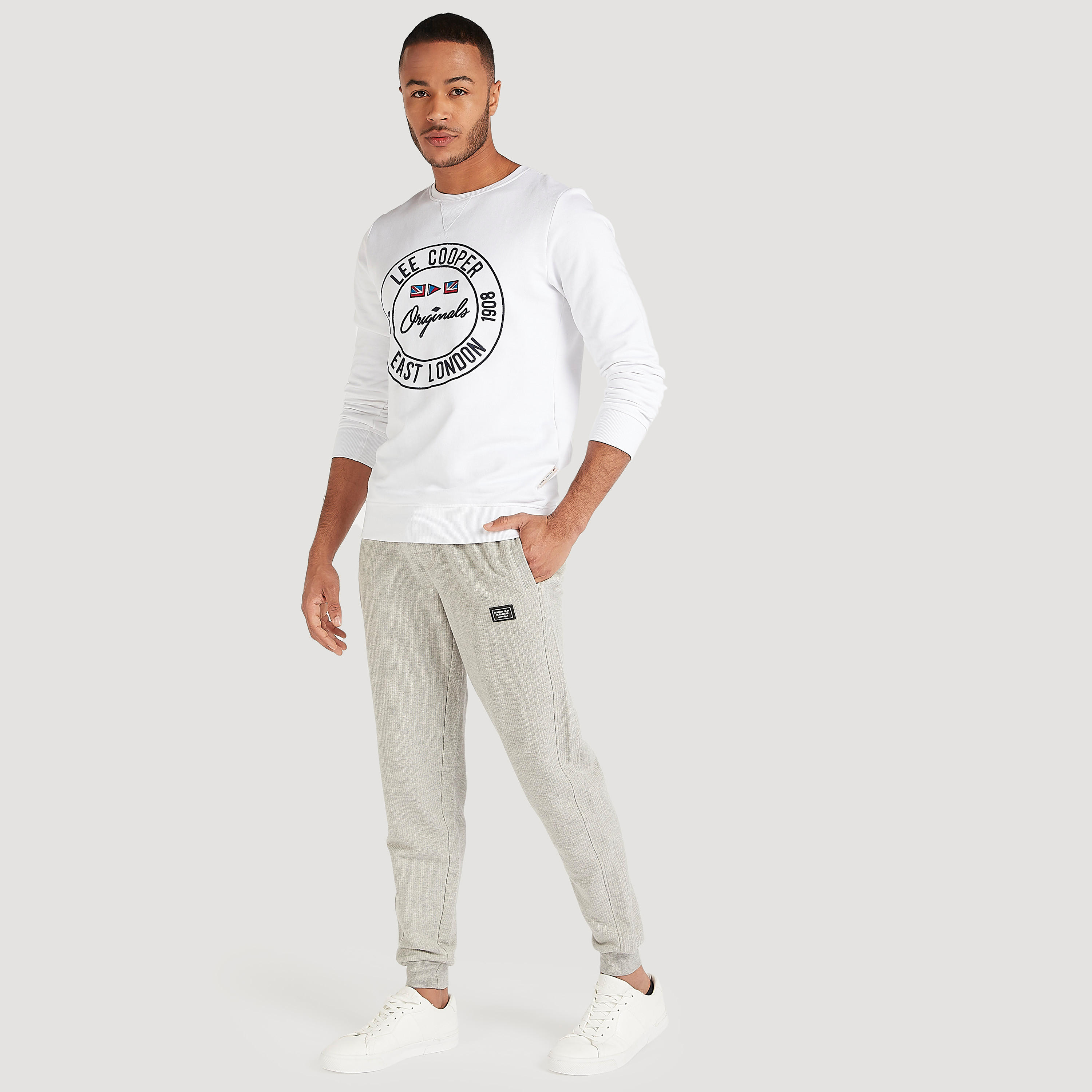 Lee Cooper Textured Joggers with Drawstring-men-clothing-bottoms-joggers-image-2