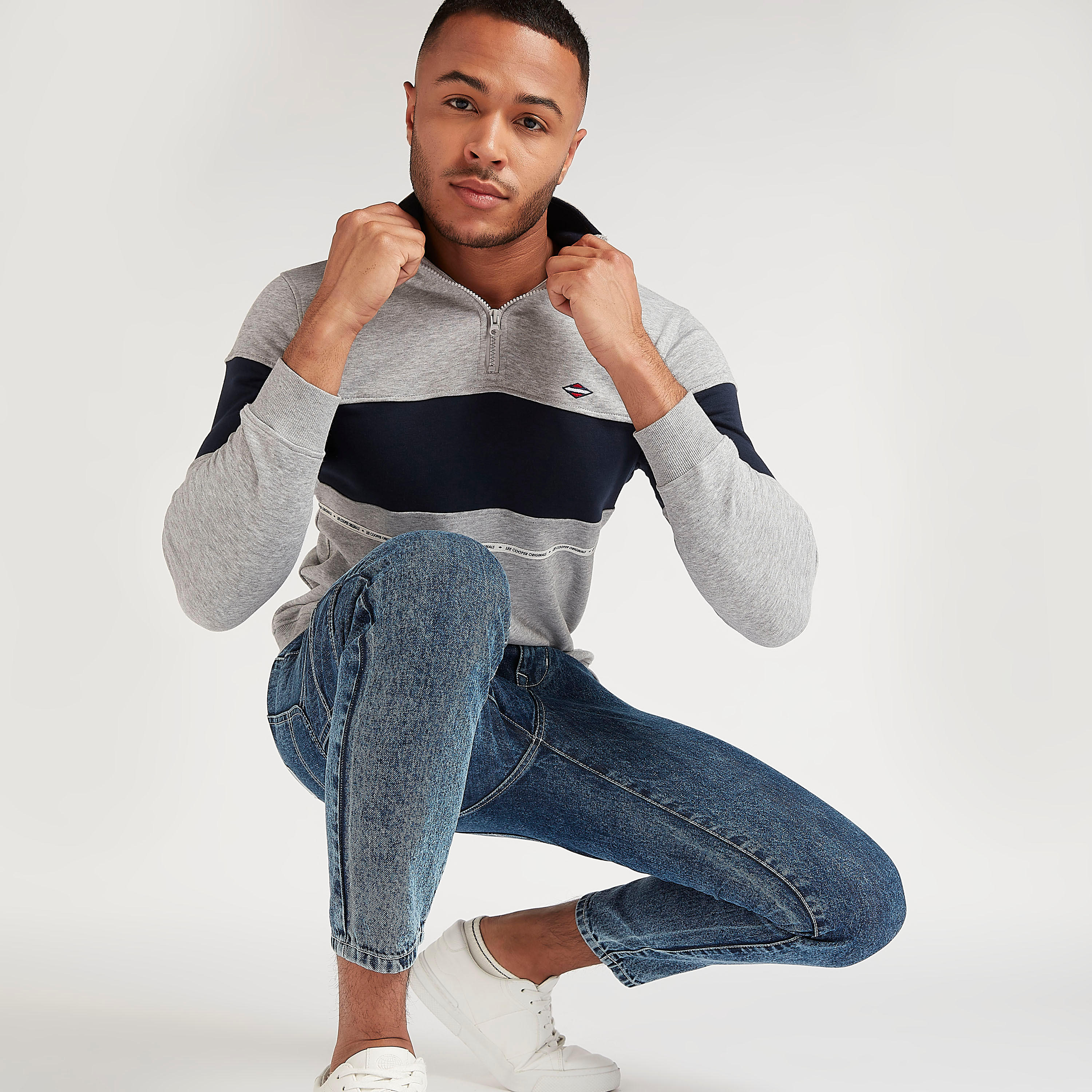 Lee Cooper Colourblock Sweatshirt with High Neck-men-winterwear-hoodiesandsweatshirts-image-1