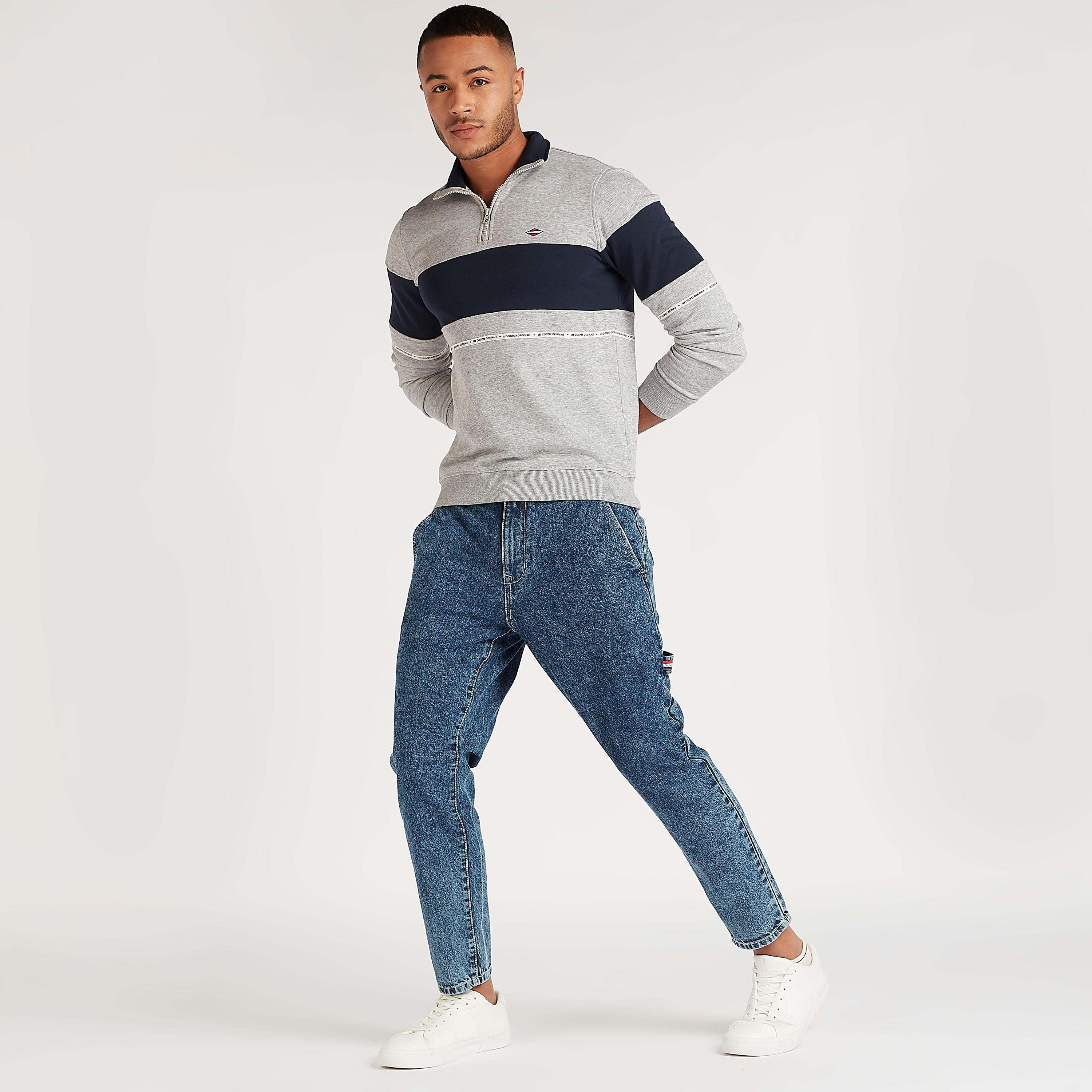 Lee Cooper Colourblock Sweatshirt with High Neck-men-winterwear-hoodiesandsweatshirts-image-2