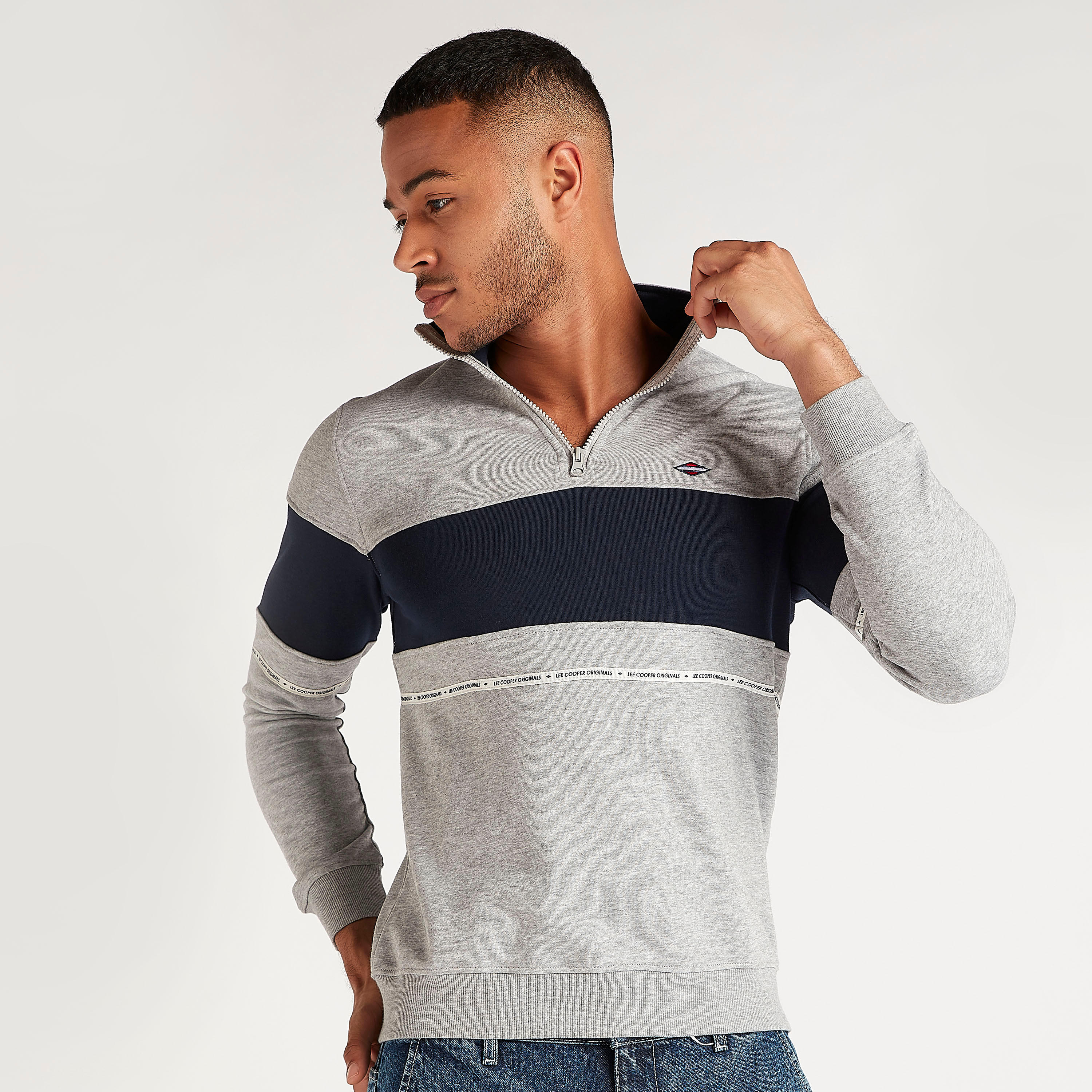 Lee Cooper Colourblock Sweatshirt with High Neck-men-winterwear-hoodiesandsweatshirts-image-6