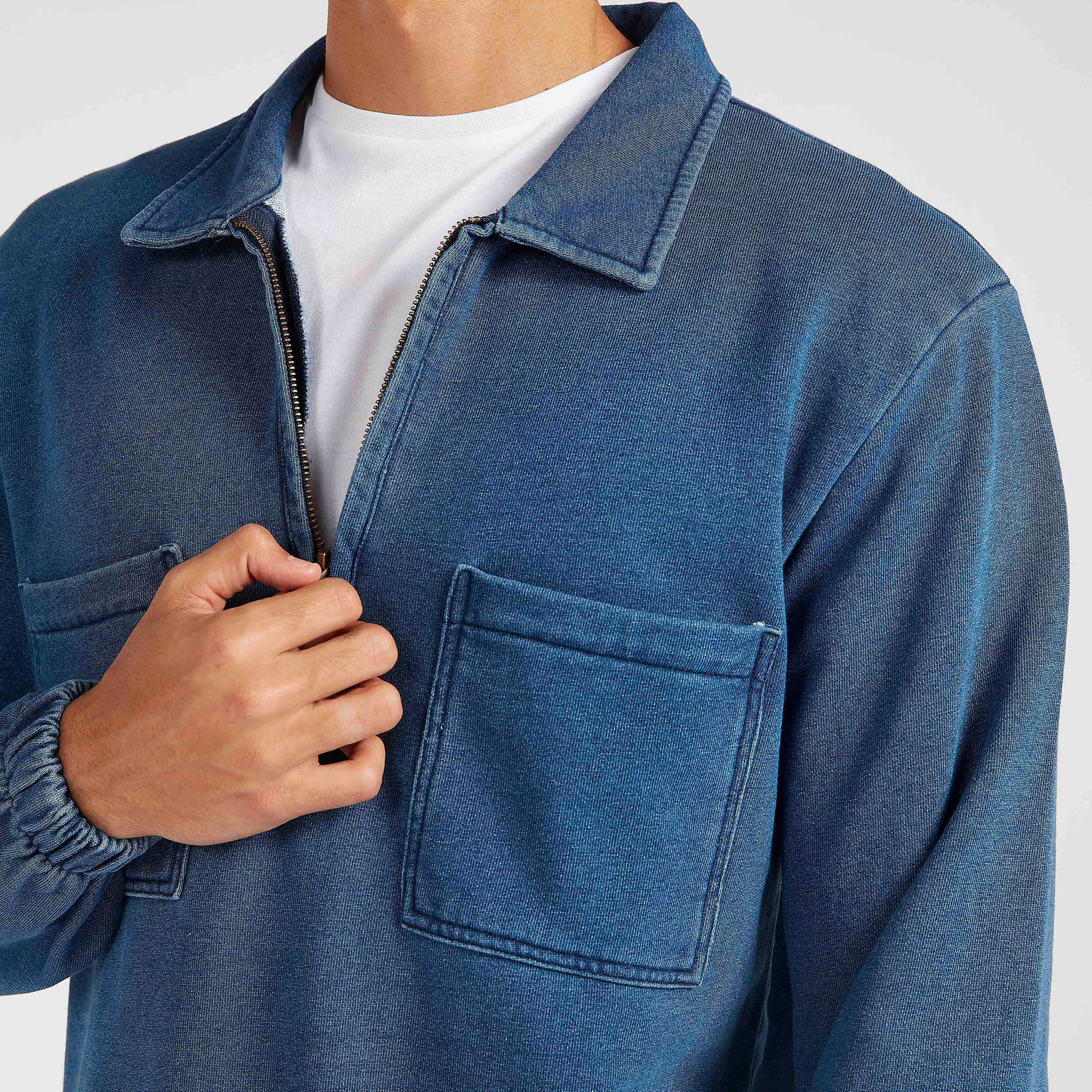 Lee Cooper Solid Denim Jacket with Zipper Neck-men-clothing-jacketsandblazers-jackets-image-3