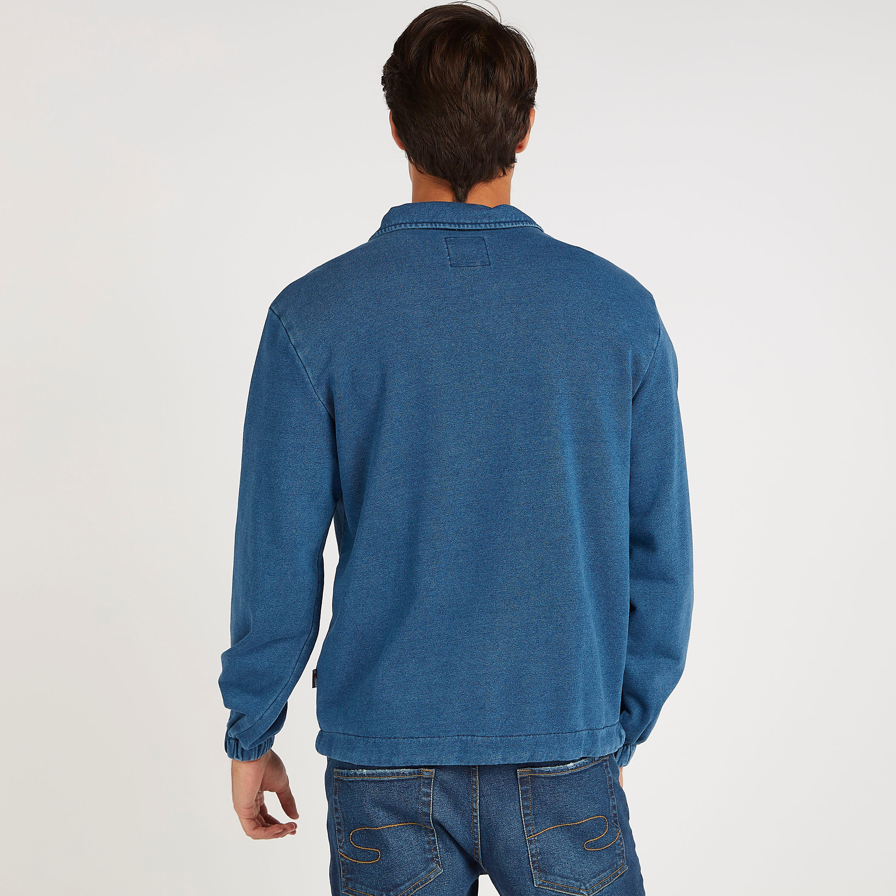 Lee Cooper Solid Denim Jacket with Zipper Neck-men-clothing-jacketsandblazers-jackets-image-4