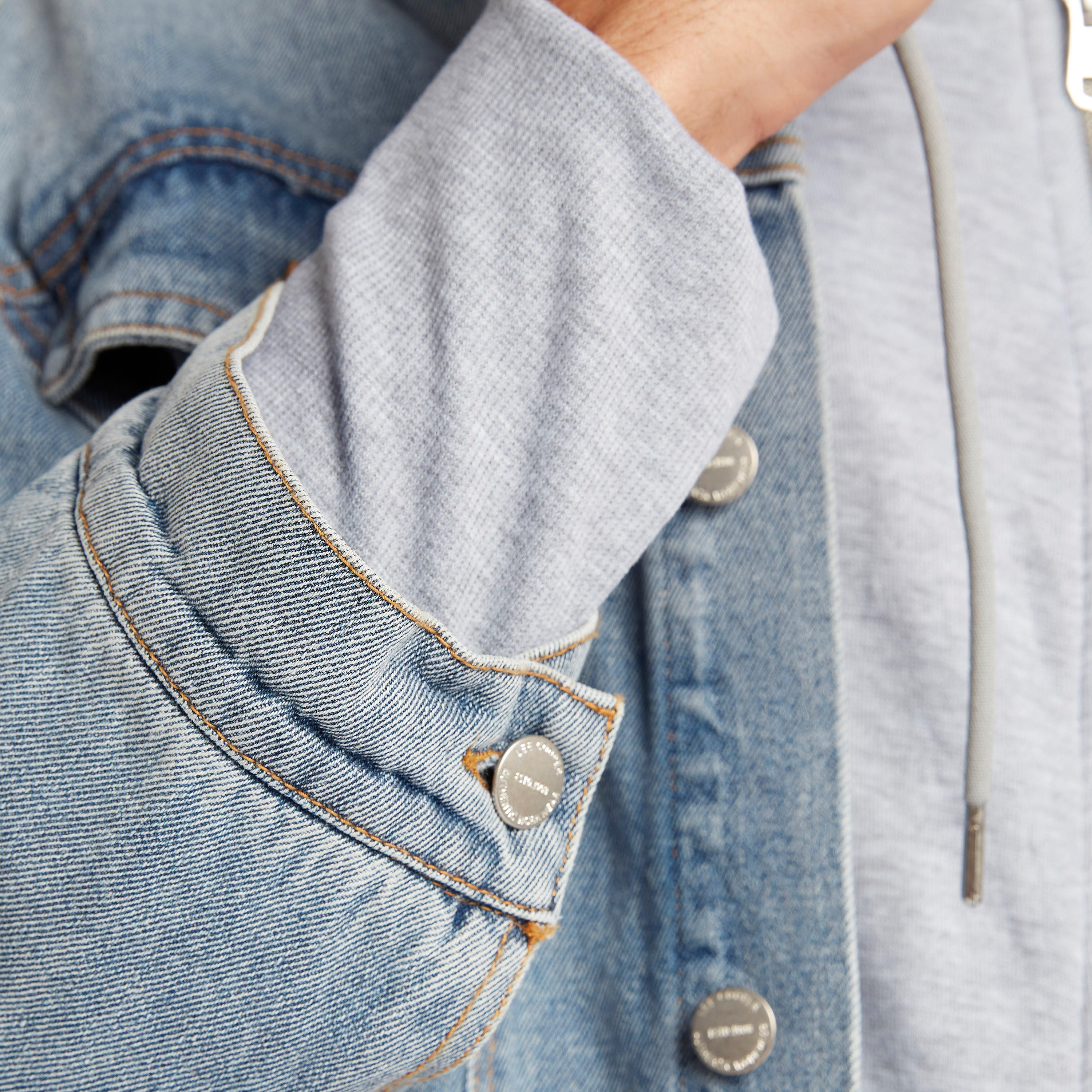 Lee Cooper Solid Denim Jacket with Hood and Zip Closure-men-clothing-jacketsandblazers-jackets-image-3