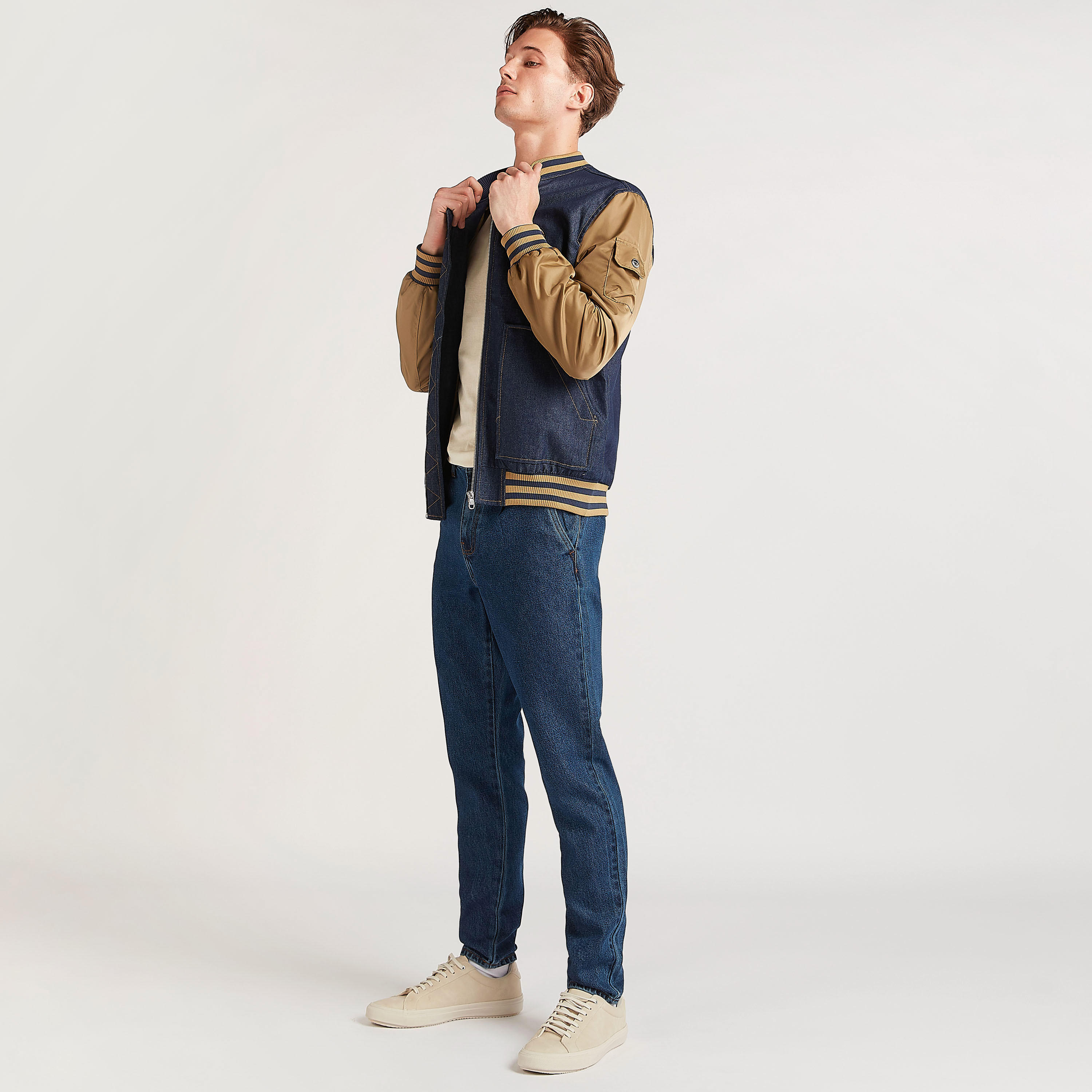 جاكيت بومبر دنيم بسحّاب إغلاق وأكمام طويلة من لي كوبر-men-clothing-jacketsandblazers-jackets-image-2