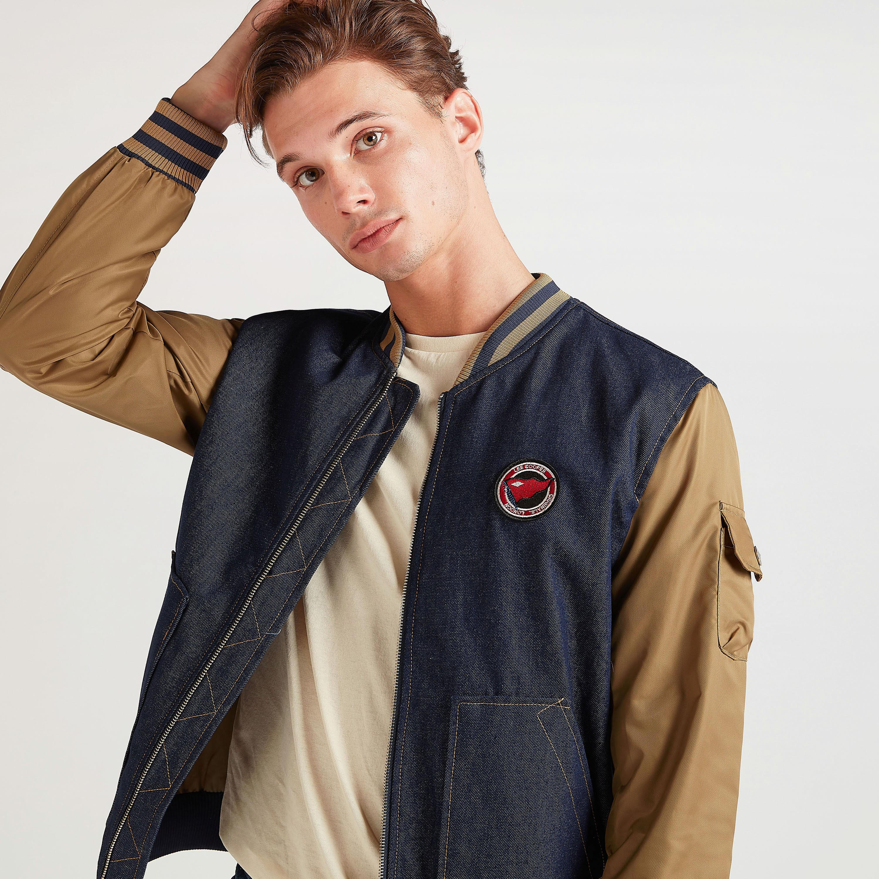 جاكيت بومبر دنيم بسحّاب إغلاق وأكمام طويلة من لي كوبر-men-clothing-jacketsandblazers-jackets-image-3