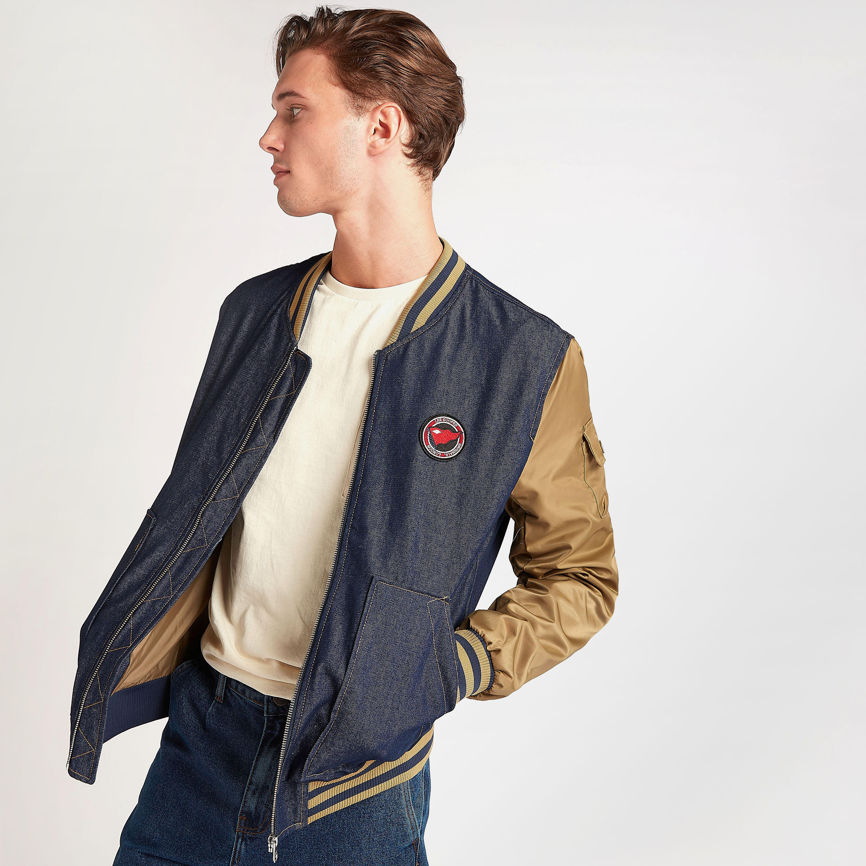 جاكيت بومبر دنيم بسحّاب إغلاق وأكمام طويلة من لي كوبر-men-clothing-jacketsandblazers-jackets-image-7