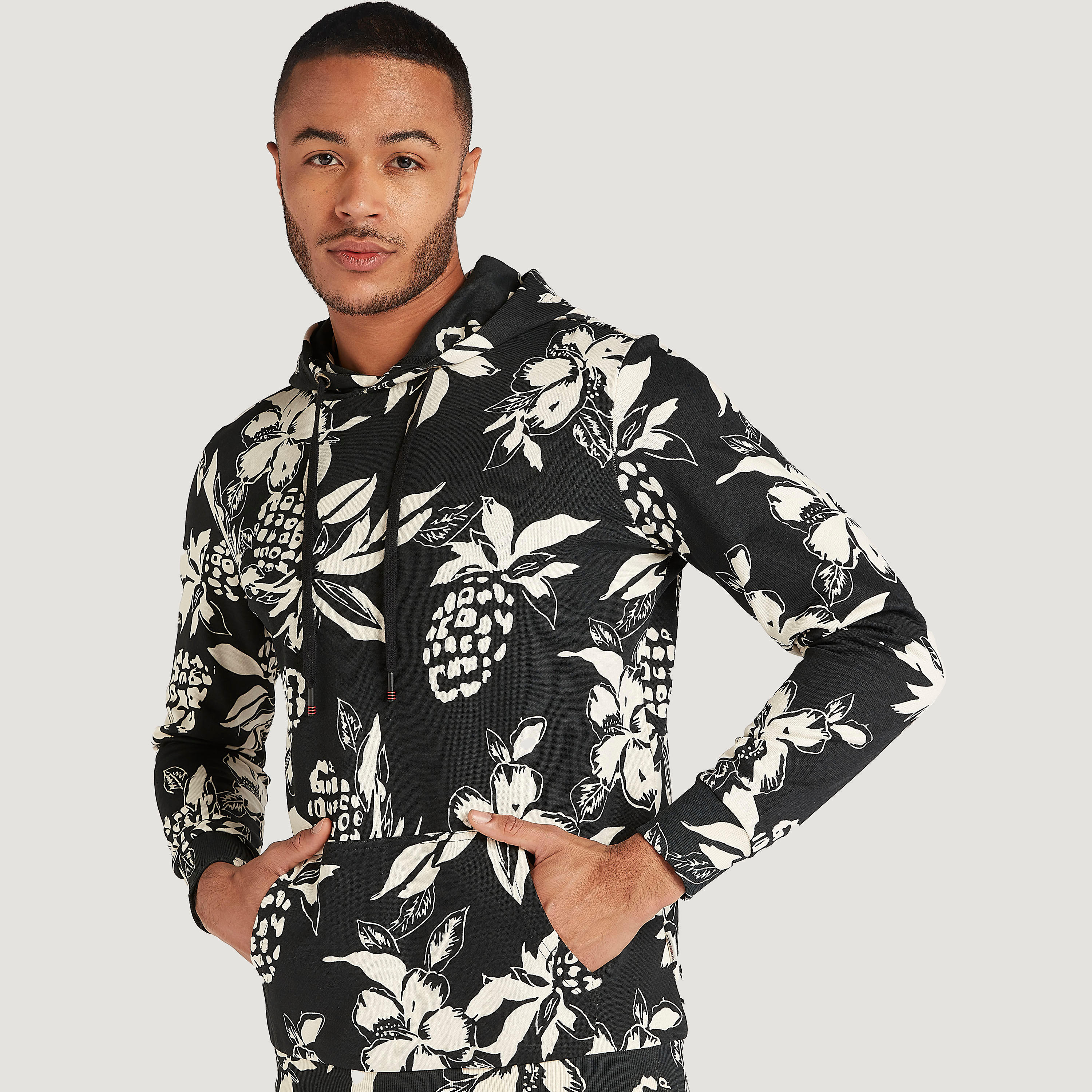 Lee Cooper Pineapple Print Sweatshirt with Long Sleeves-men-winterwear-hoodiesandsweatshirts-image-1