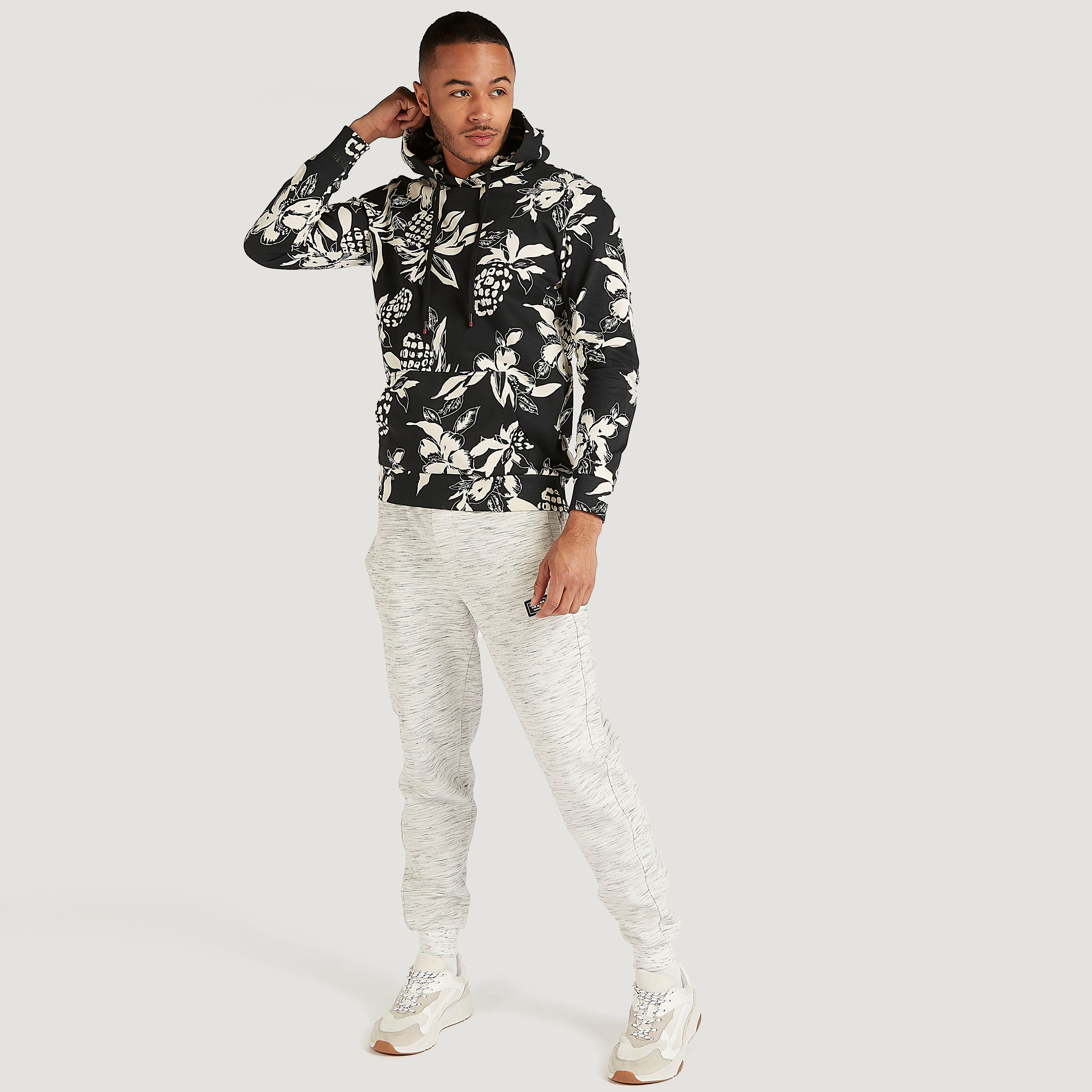 Lee Cooper Pineapple Print Sweatshirt with Long Sleeves-men-winterwear-hoodiesandsweatshirts-image-2