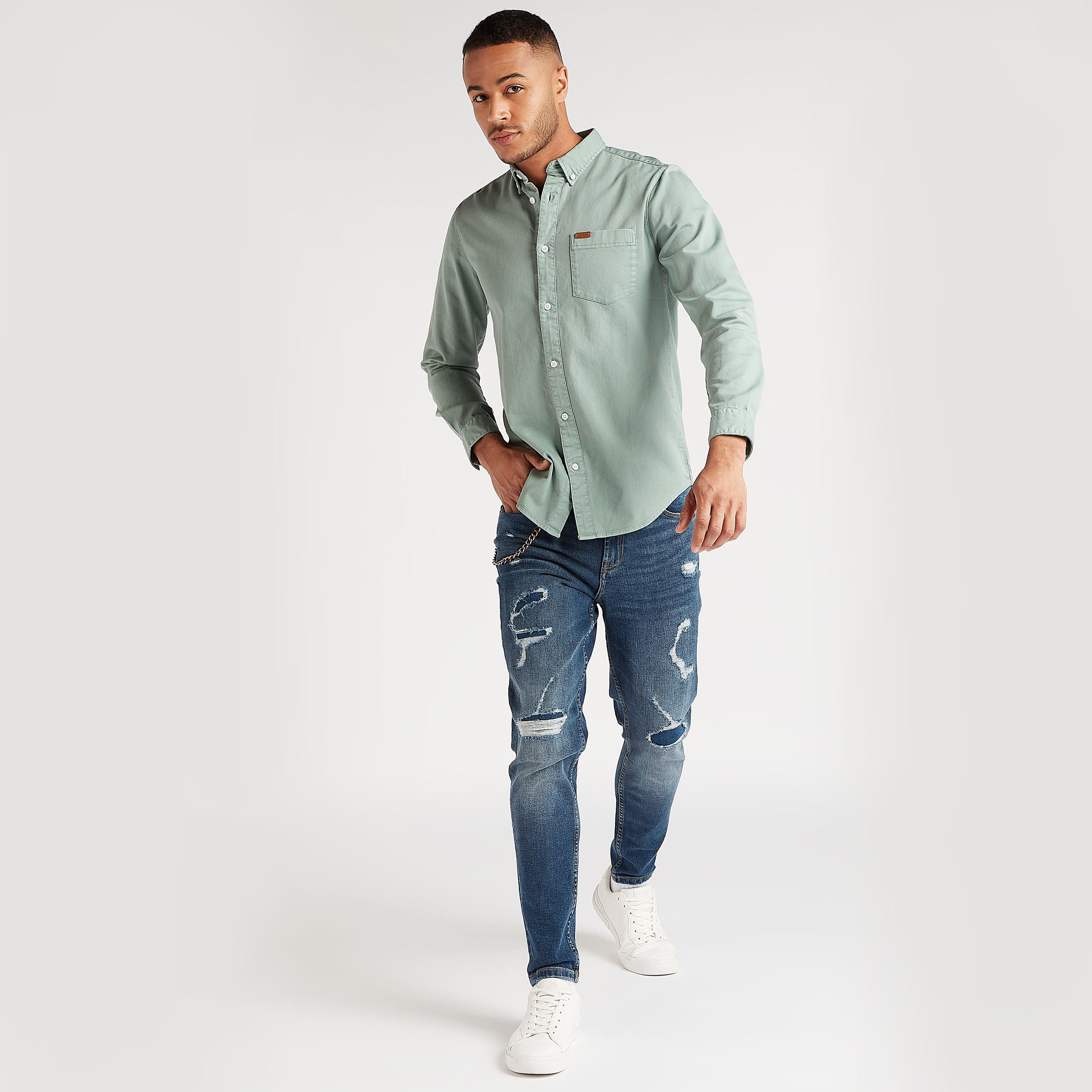 قميص بأكمام طويلة وجيب على الصّدر من لي كوبر-men-clothing-shirts-image-2