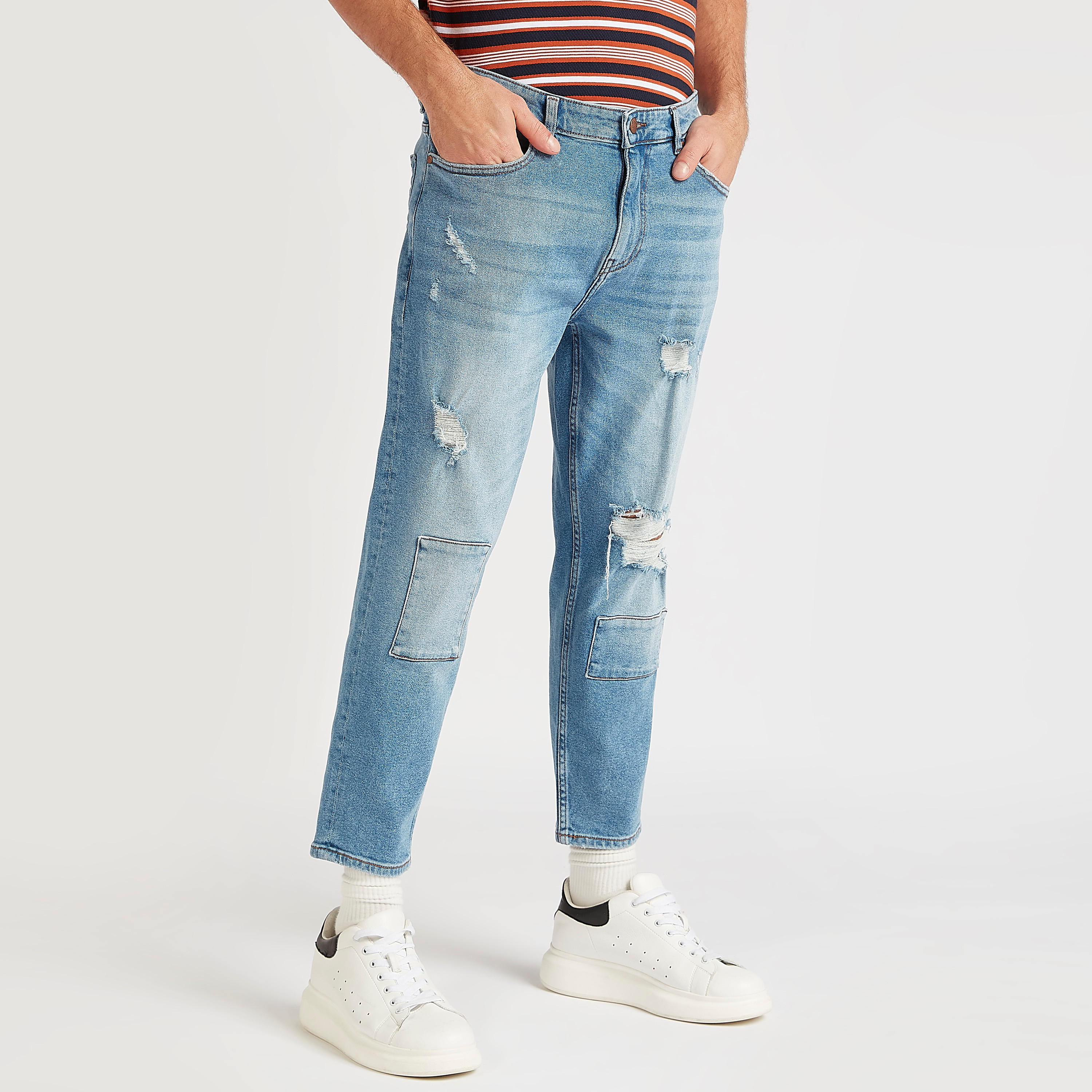 Lee Cooper Ripped Dad Fit Denim Jeans with Button Closure-men-clothing-bottoms-jeans-image-1