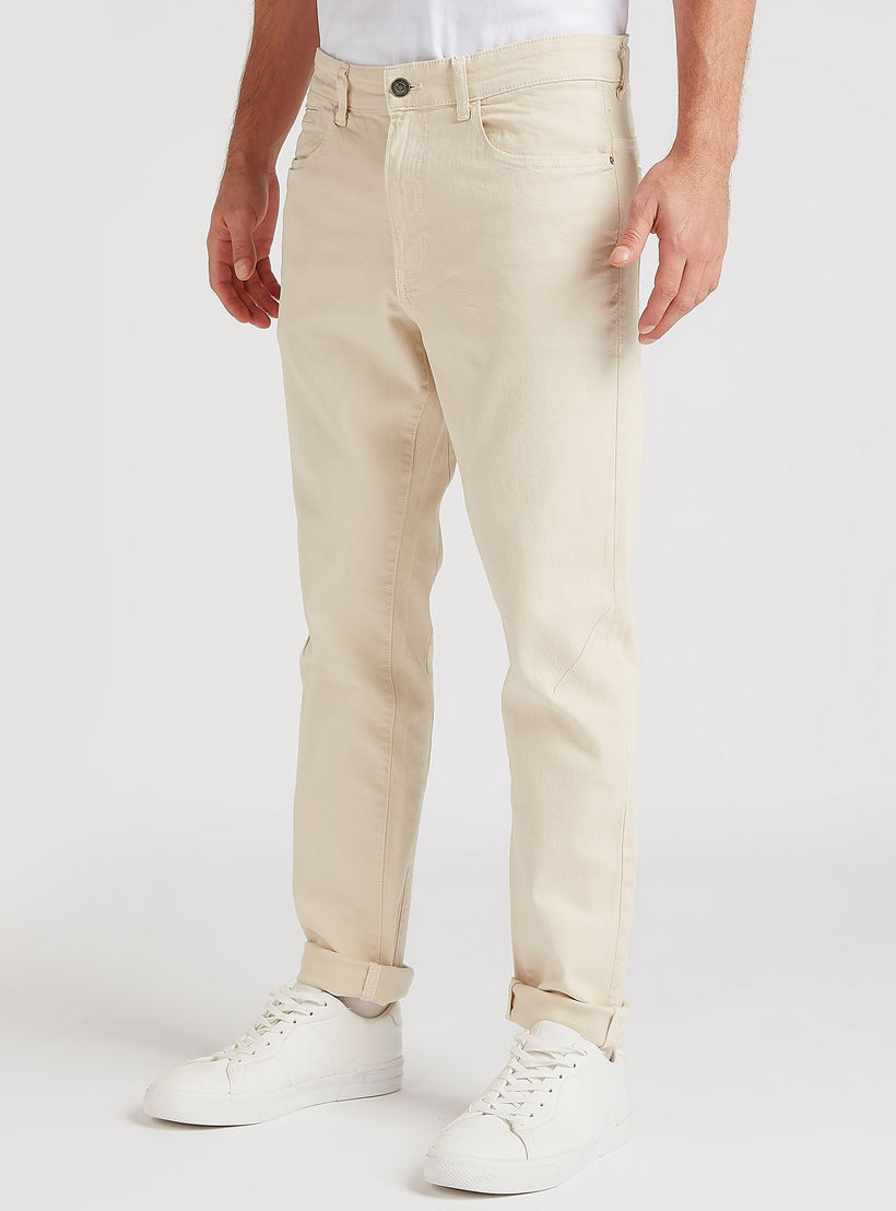 Lee Cooper Textured Mid-Rise Jeans with Pockets-men-clothing-bottoms-trousersandchinos-trousers-image-1