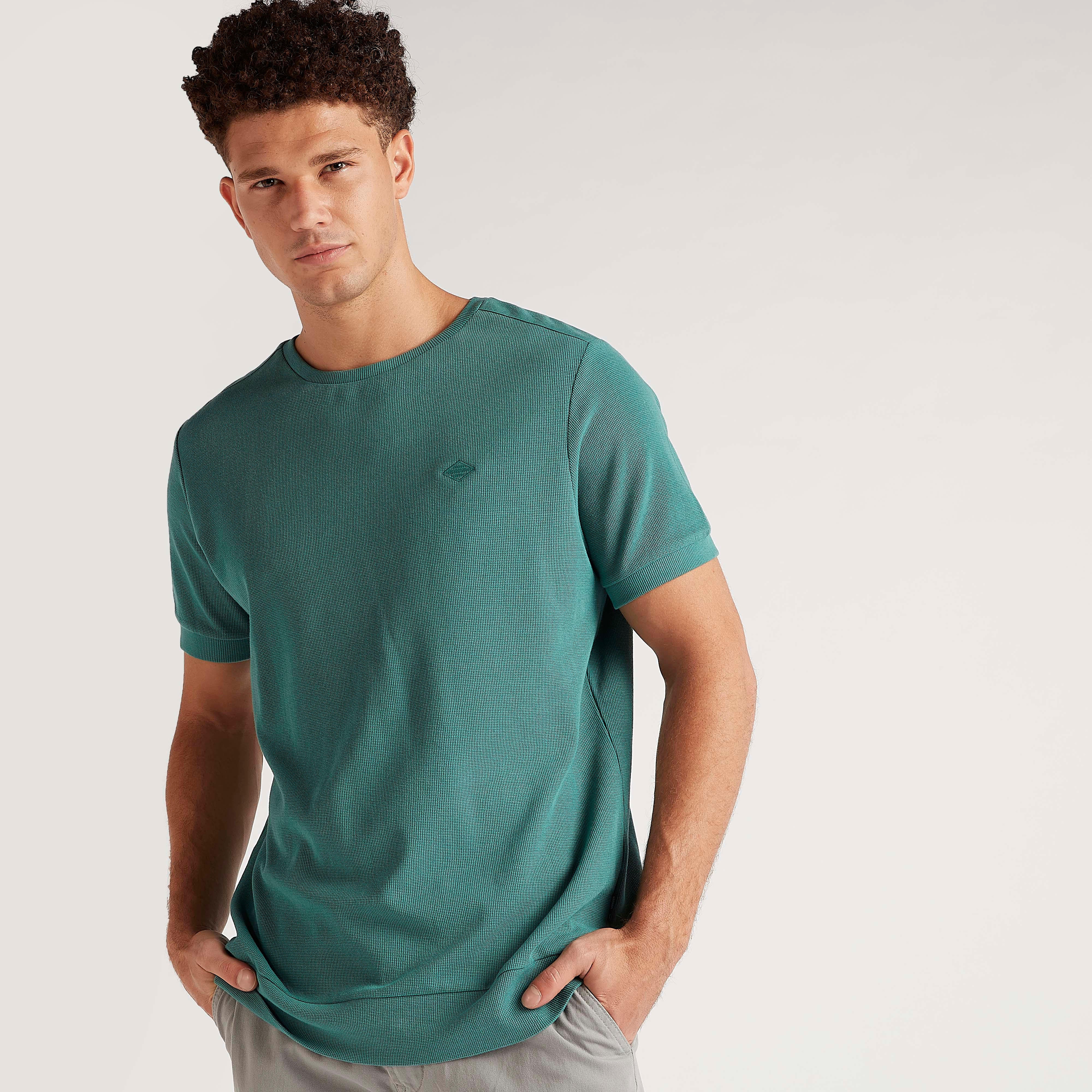 Lee Cooper Textured Crew Neck T-shirt with Short Sleeves-men-clothing-tshirtsandpolos-tshirts-image-1