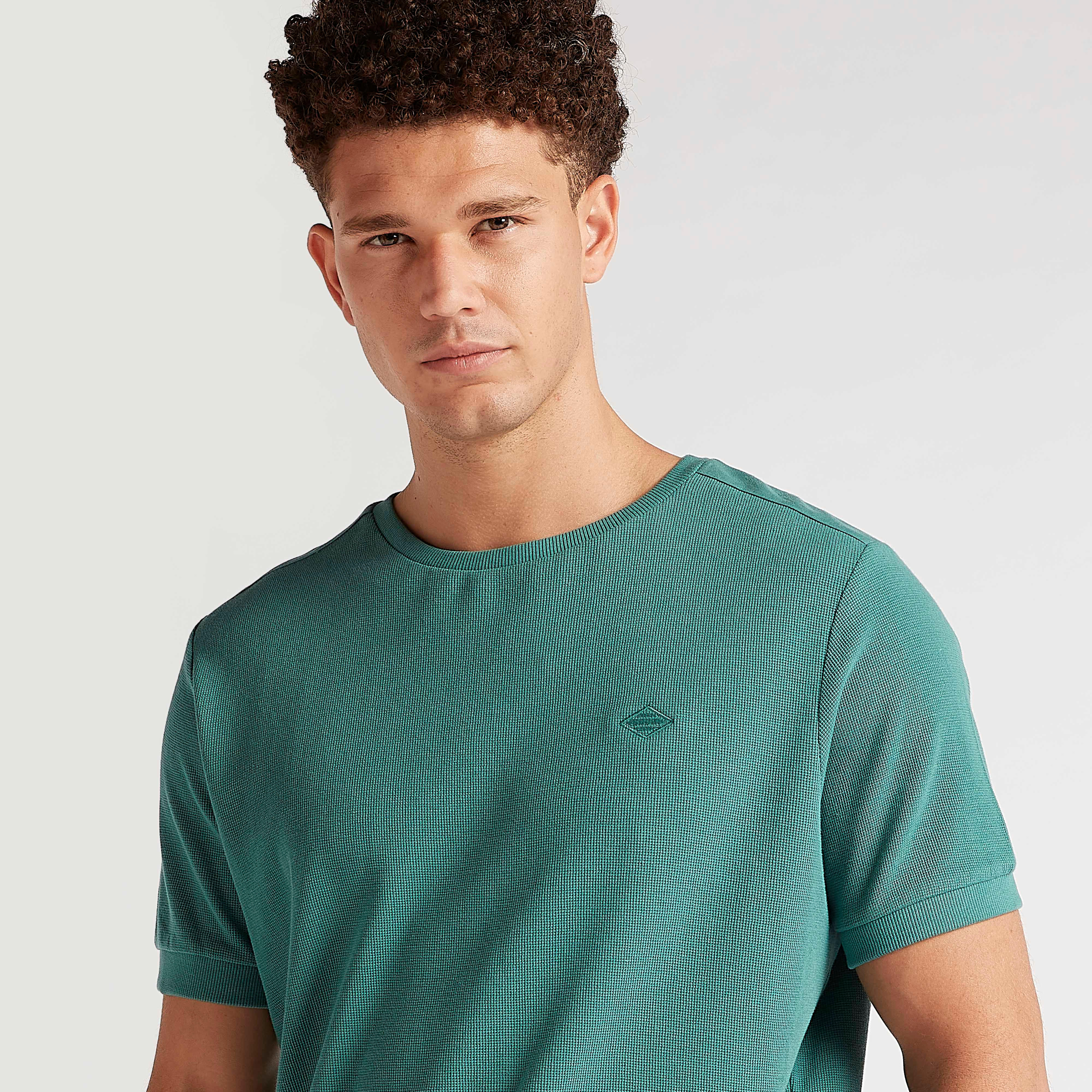 Lee Cooper Textured Crew Neck T-shirt with Short Sleeves-men-clothing-tshirtsandpolos-tshirts-image-2