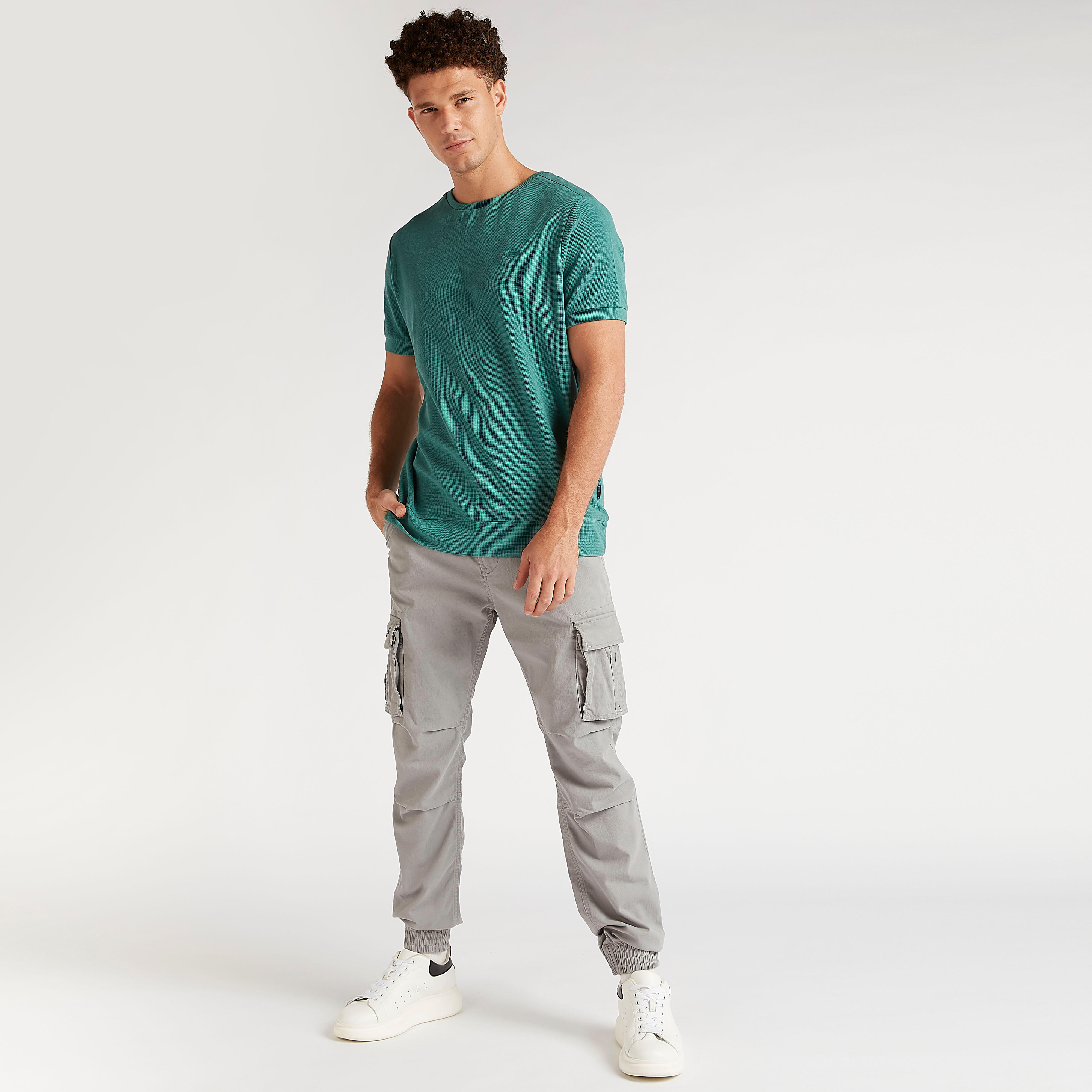 Lee Cooper Textured Crew Neck T-shirt with Short Sleeves-men-clothing-tshirtsandpolos-tshirts-image-3