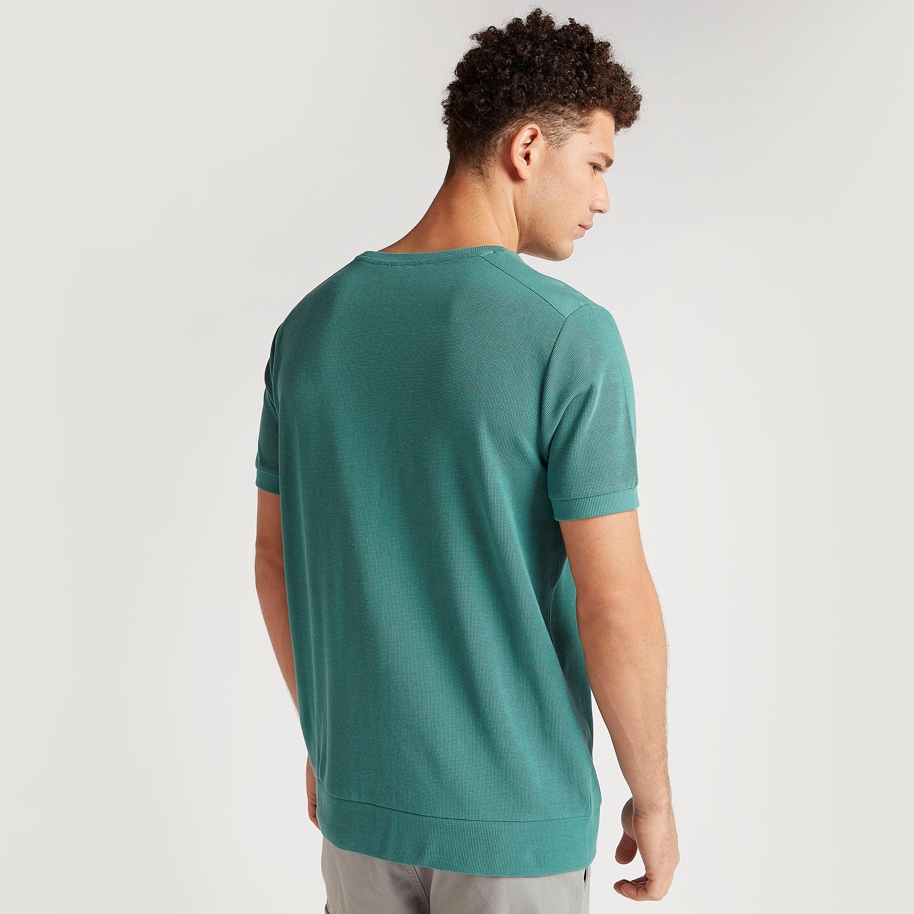 Lee Cooper Textured Crew Neck T-shirt with Short Sleeves-men-clothing-tshirtsandpolos-tshirts-image-4