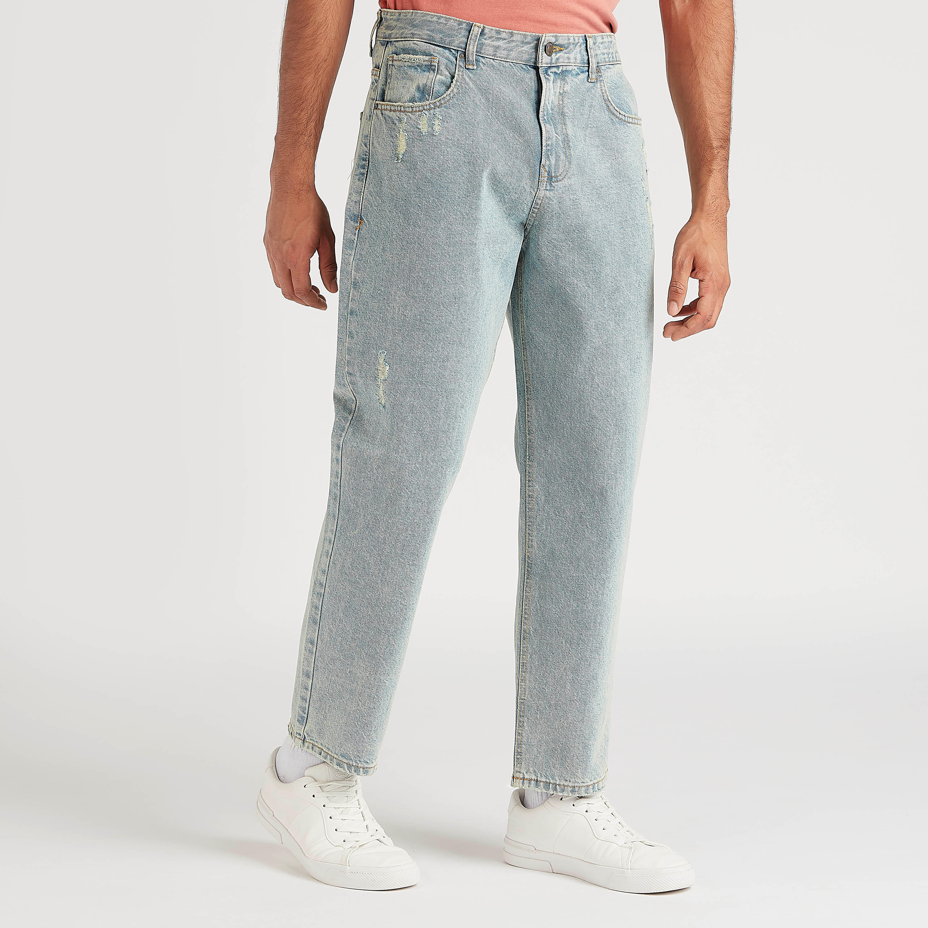 بنطلون جينز دنيم ممزّق بقصّة مريحة وخصر متوسّط الارتفاع من لي كوبر-men-clothing-bottoms-jeans-image-6