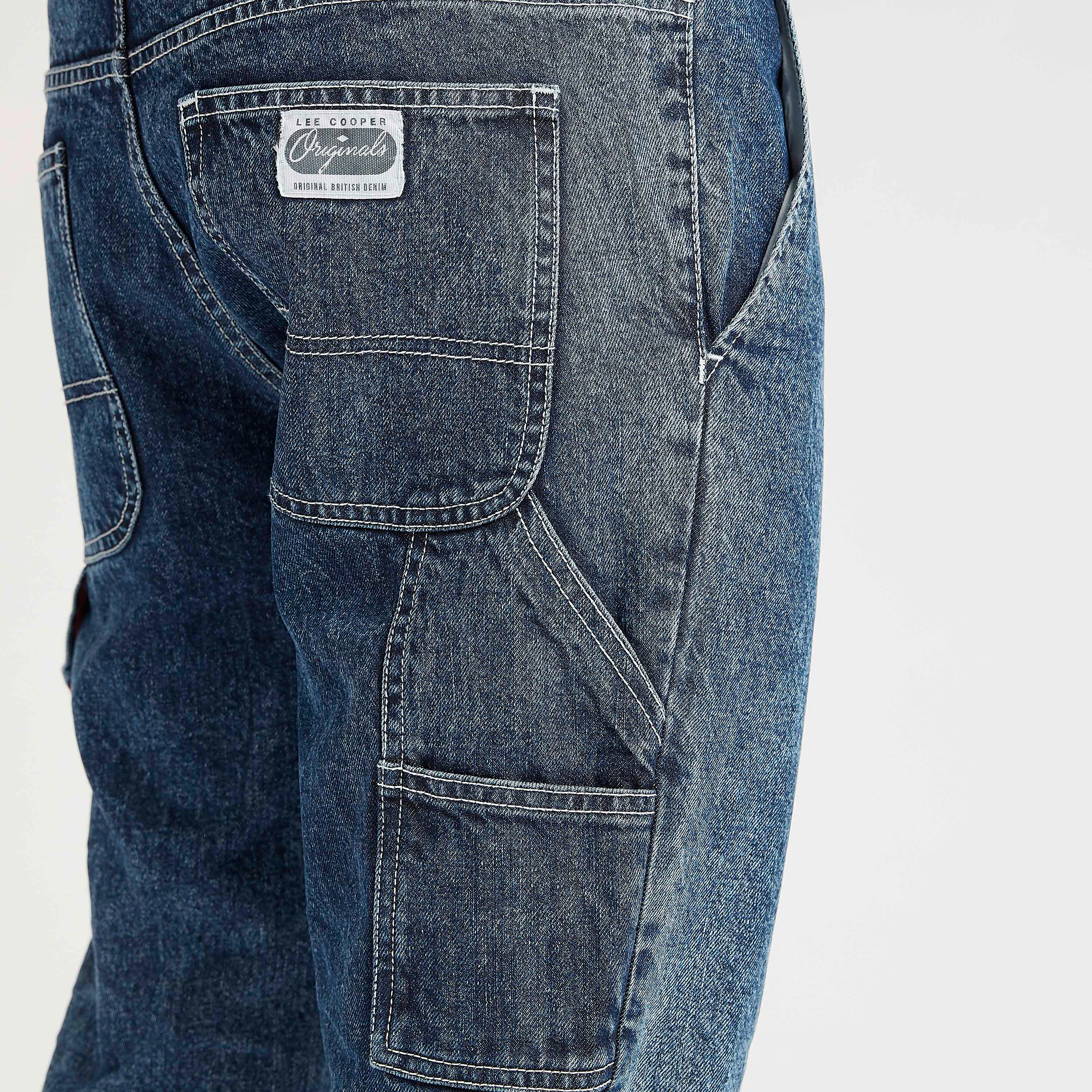 بنطلون جينز دنيم بأطراف ضيّقة وخصر متوسّط الارتفاع وزر إغلاق من لي كوبر-men-clothing-bottoms-jeans-image-1