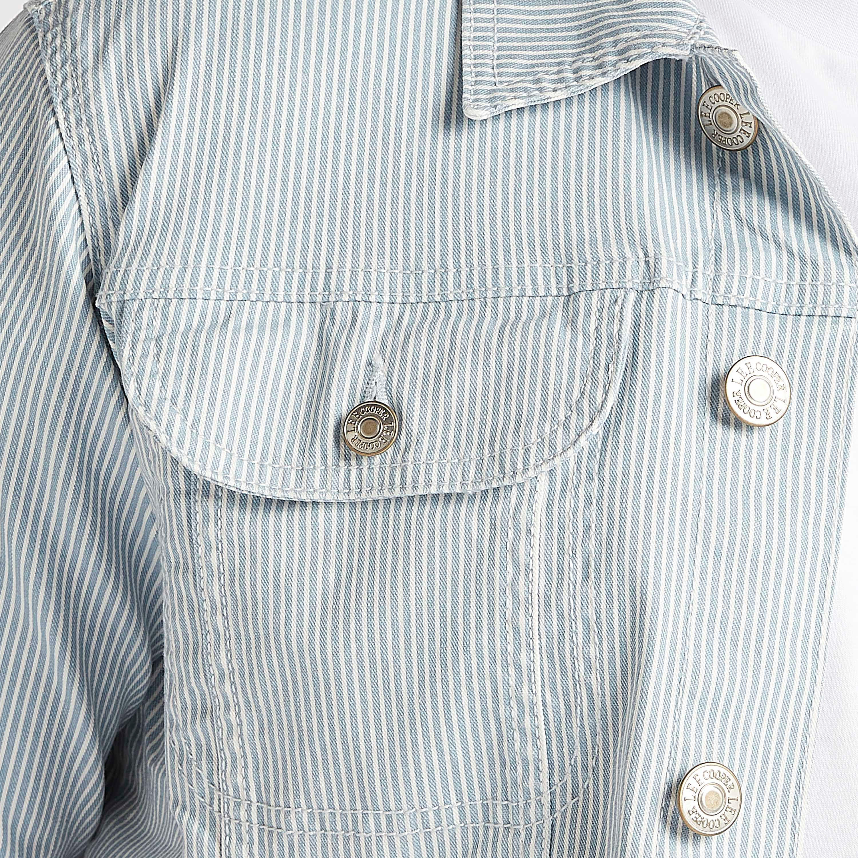 Lee Cooper Striped Denim Jacket with Long Sleeves and Flap Pockets-men-clothing-jacketsandblazers-jackets-image-5