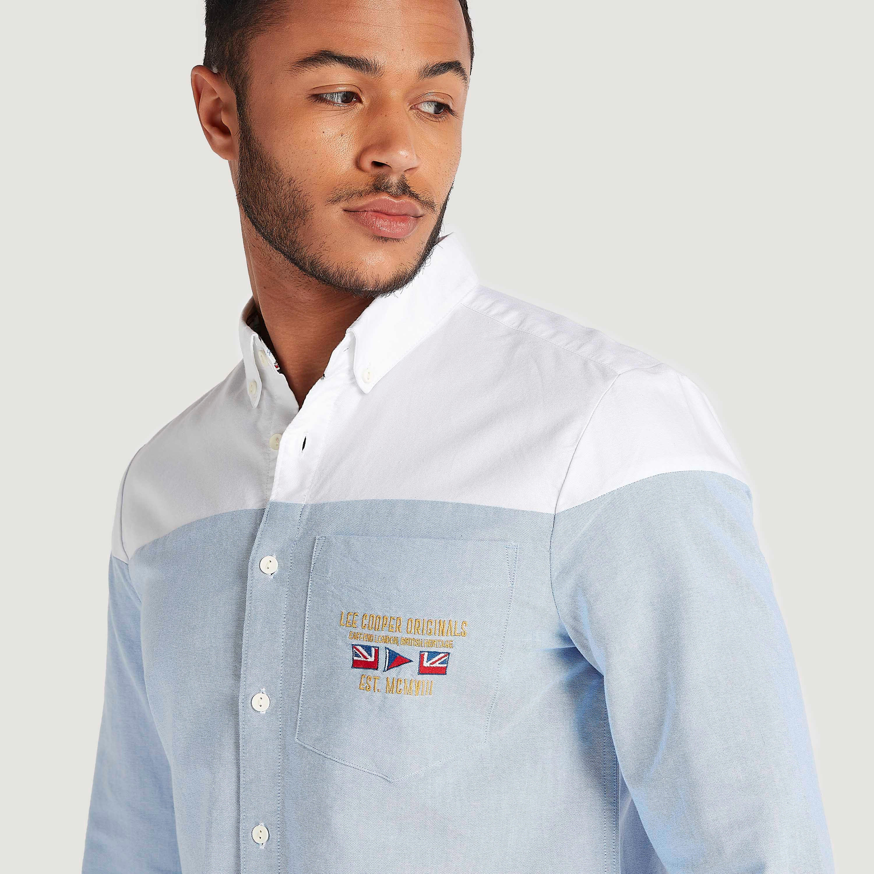 قميص بقصّة سليم وتصاميم مغايرة وأكمام طويلة من لي كوبر-men-clothing-shirts-image-3