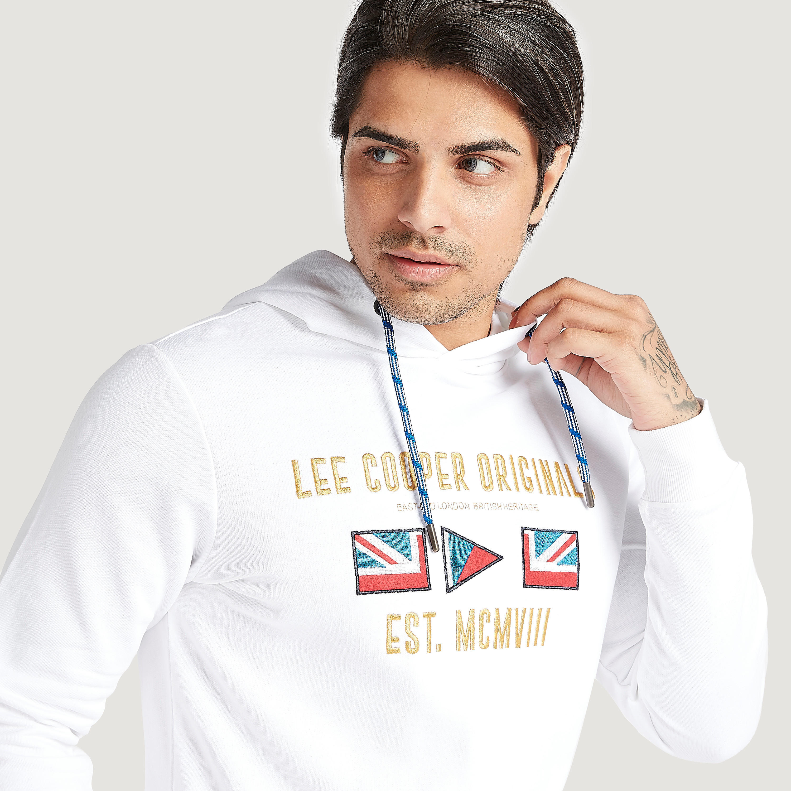 هودي بطبعات وأكمام طويلة وجيوب كنغر من لي كوبر-men-winterwear-hoodiesandsweatshirts-image-3