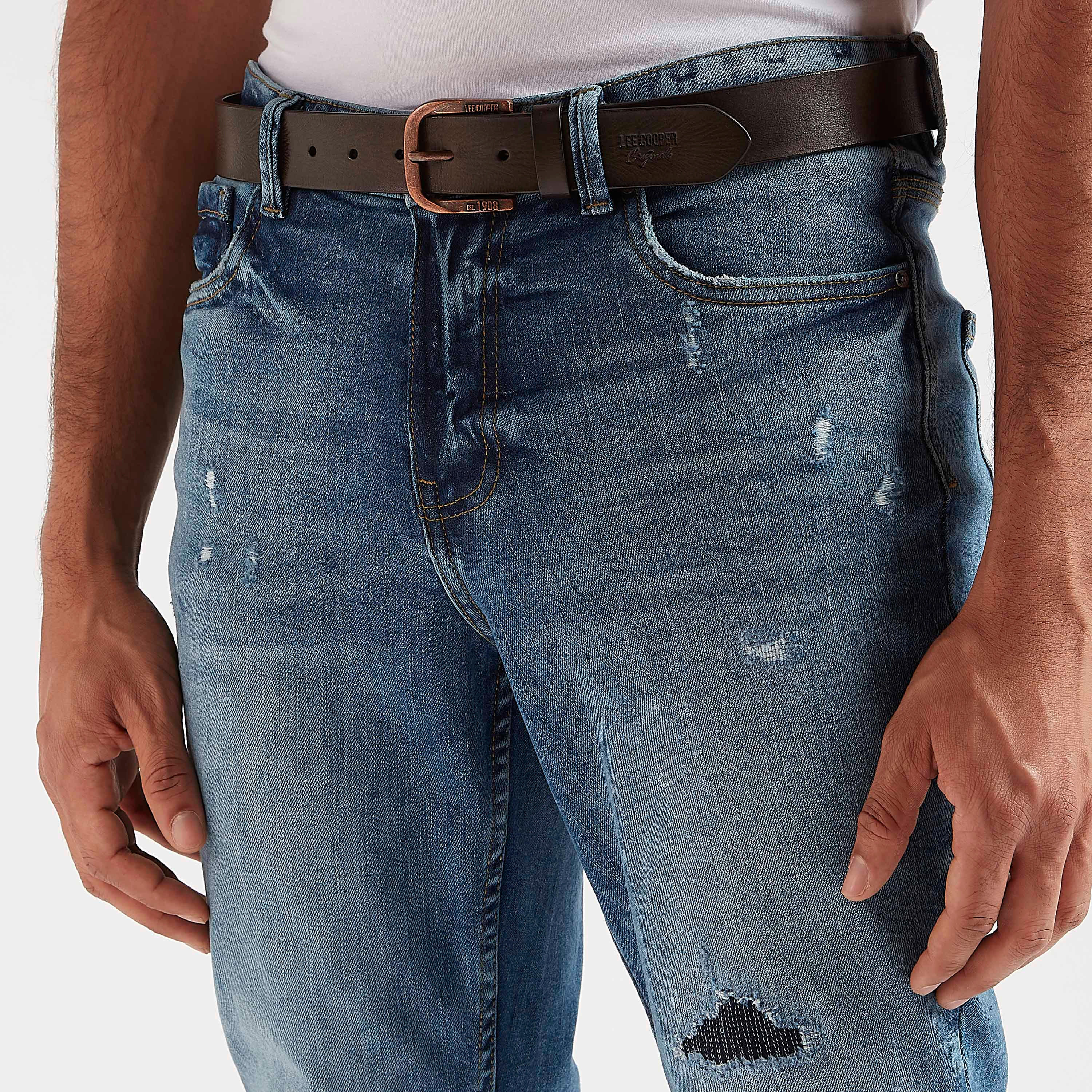 حزام خصر جلد بارز الملمس بإبزيم بدبّوس من لي كوبر-men-beltsandwallets-belts-image-2