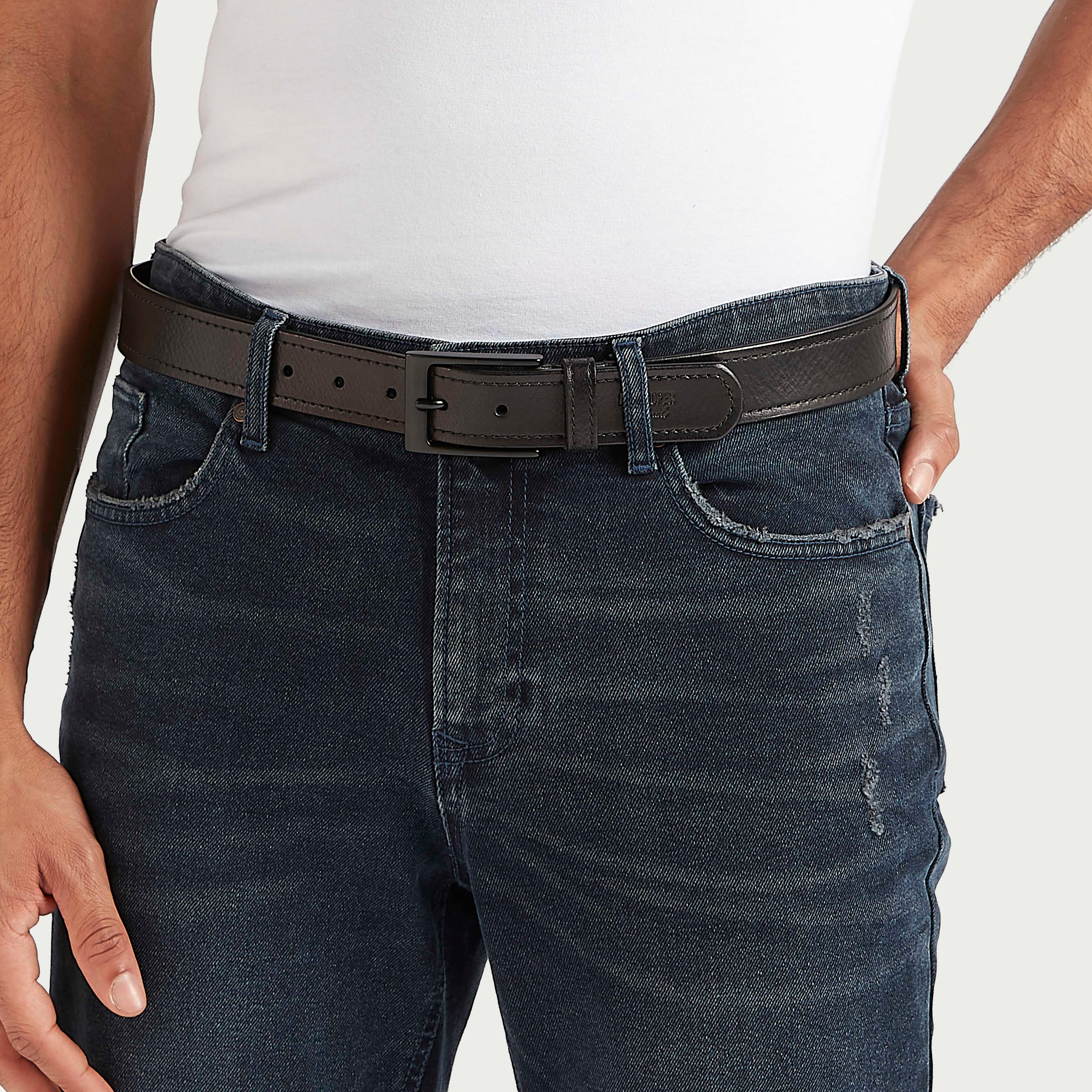 حزام خصر جلد بارز الملمس بإبزيم بدبّوس من لي كوبر-men-beltsandwallets-belts-image-2