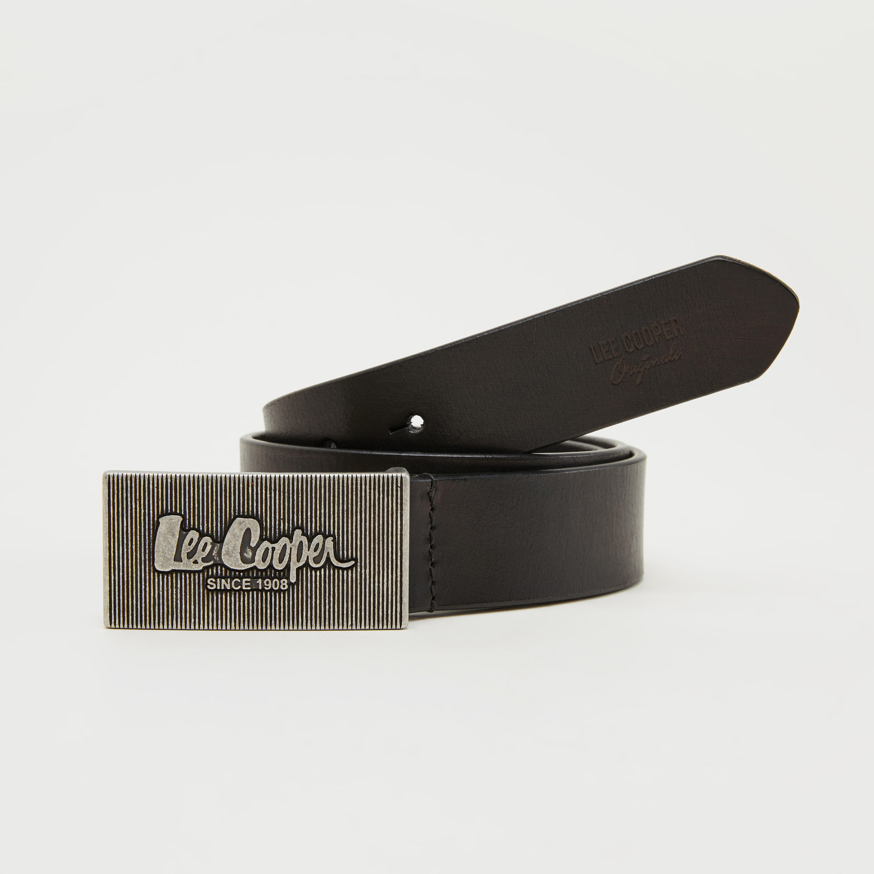 حزام خصر جلد بارز الملمس بإبزيم إغلاق من لي كوبر-men-beltsandwallets-belts-image-1