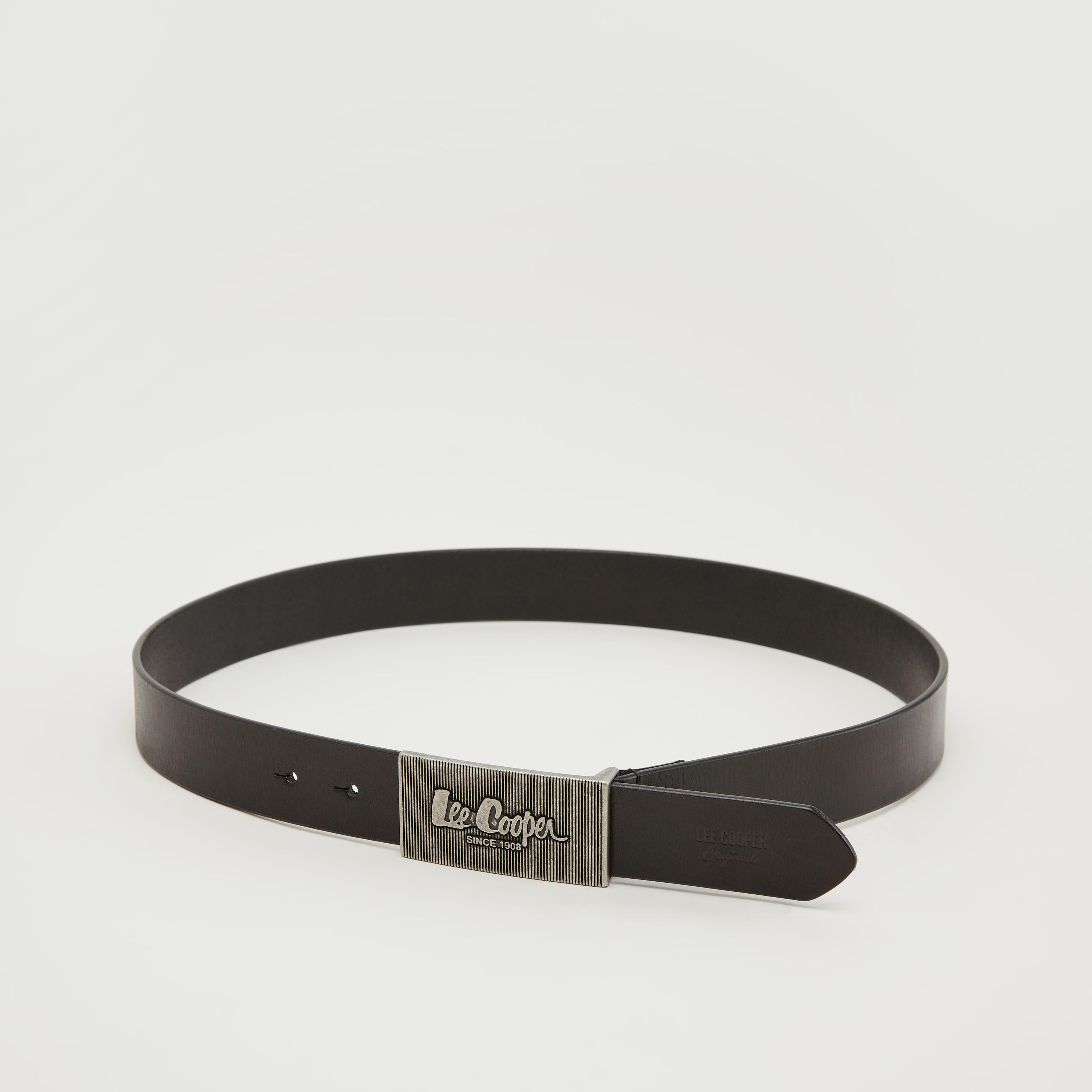 حزام خصر جلد بارز الملمس بإبزيم إغلاق من لي كوبر-men-beltsandwallets-belts-image-4