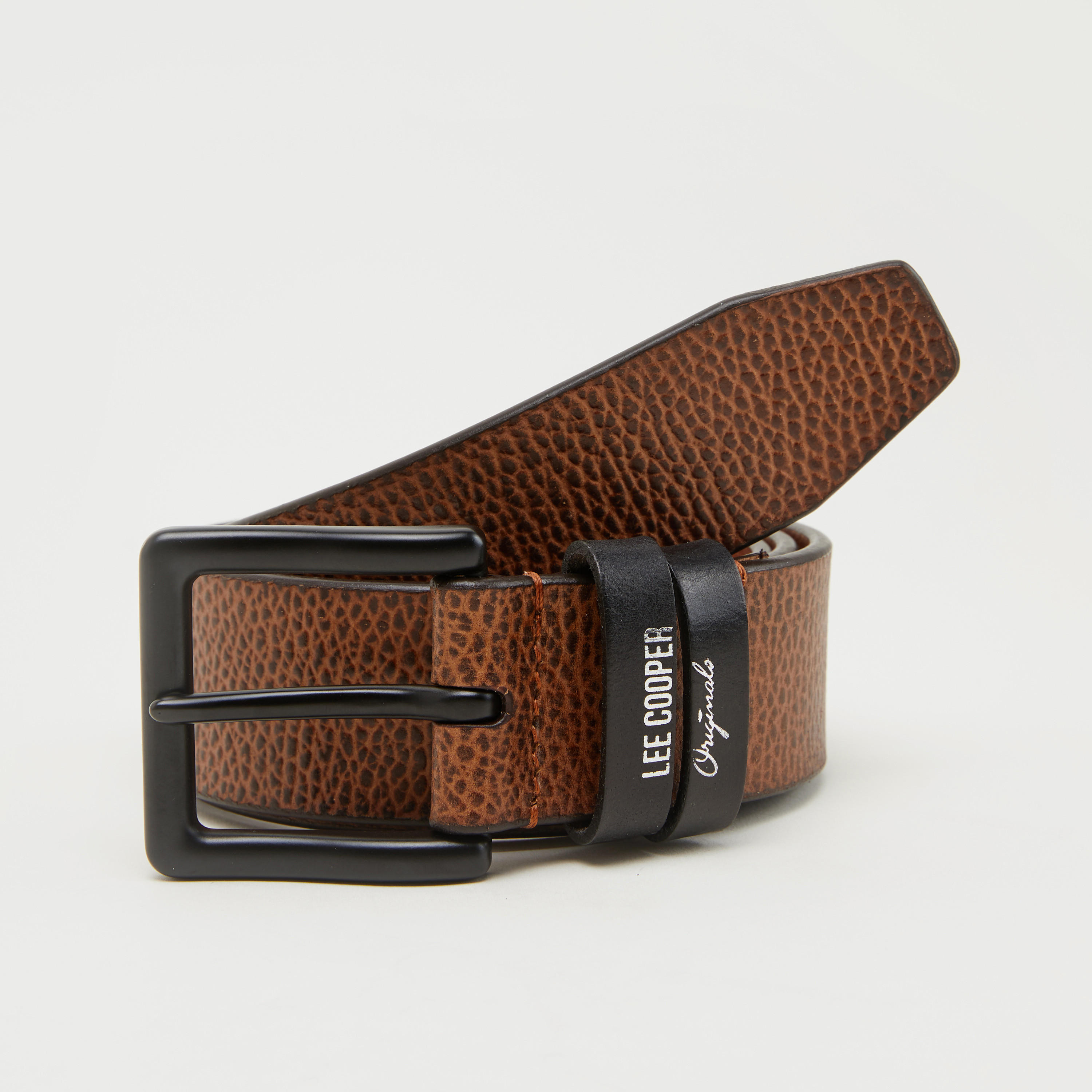 Lee Cooper Textured Leather Belt with Pin Buckle Closure-men-beltsandwallets-belts-image-1