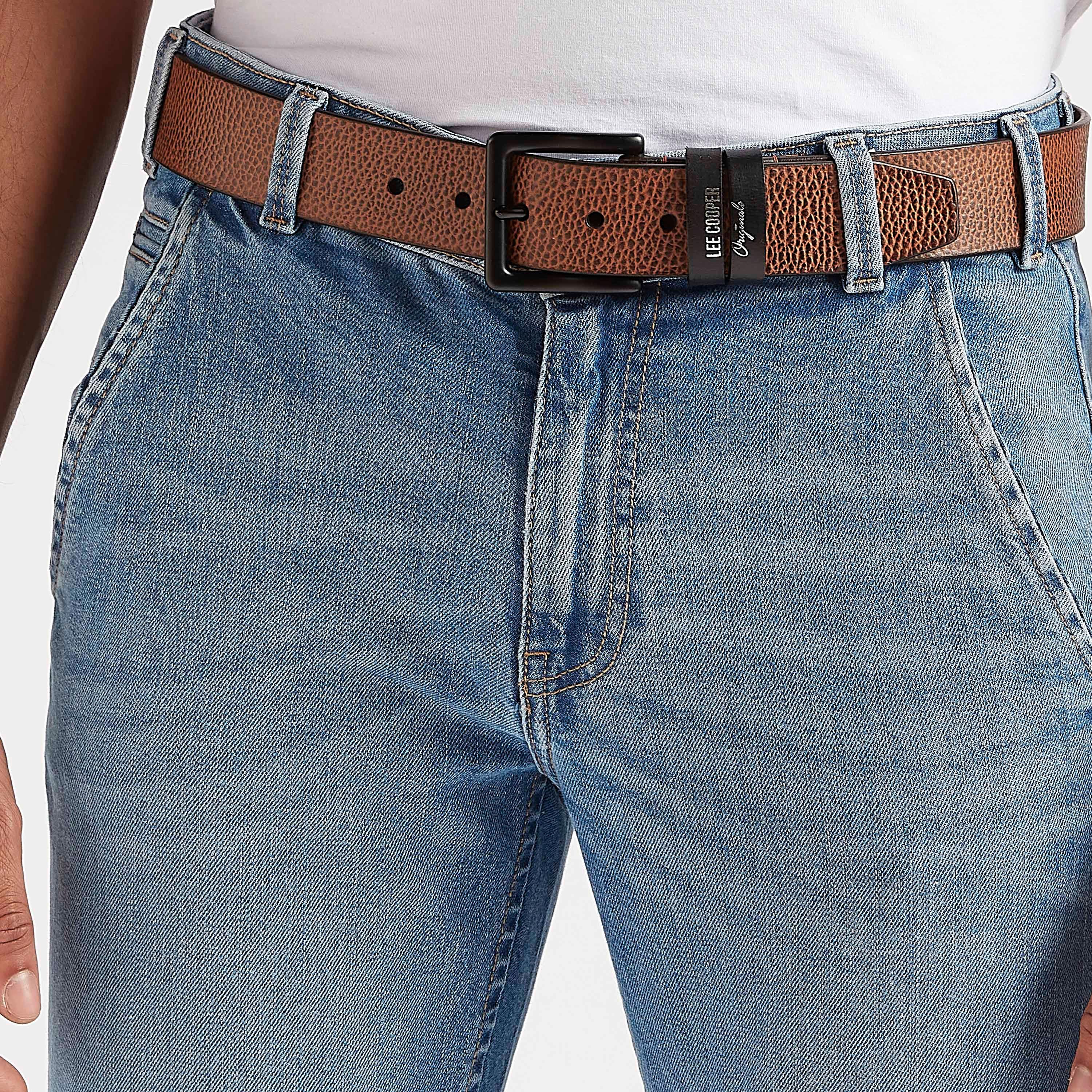 Lee Cooper Textured Leather Belt with Pin Buckle Closure-men-beltsandwallets-belts-image-2