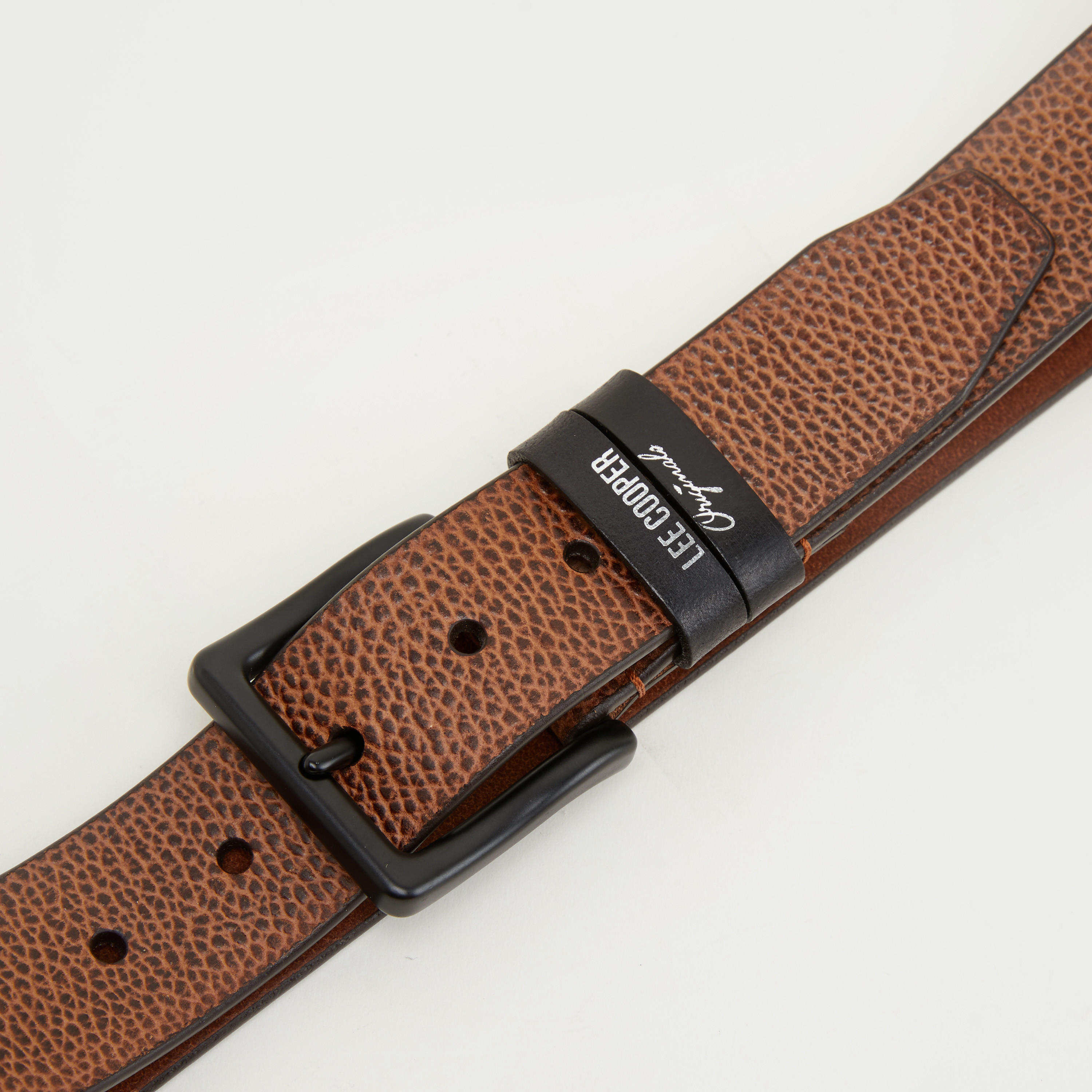 Lee Cooper Textured Leather Belt with Pin Buckle Closure-men-beltsandwallets-belts-image-3