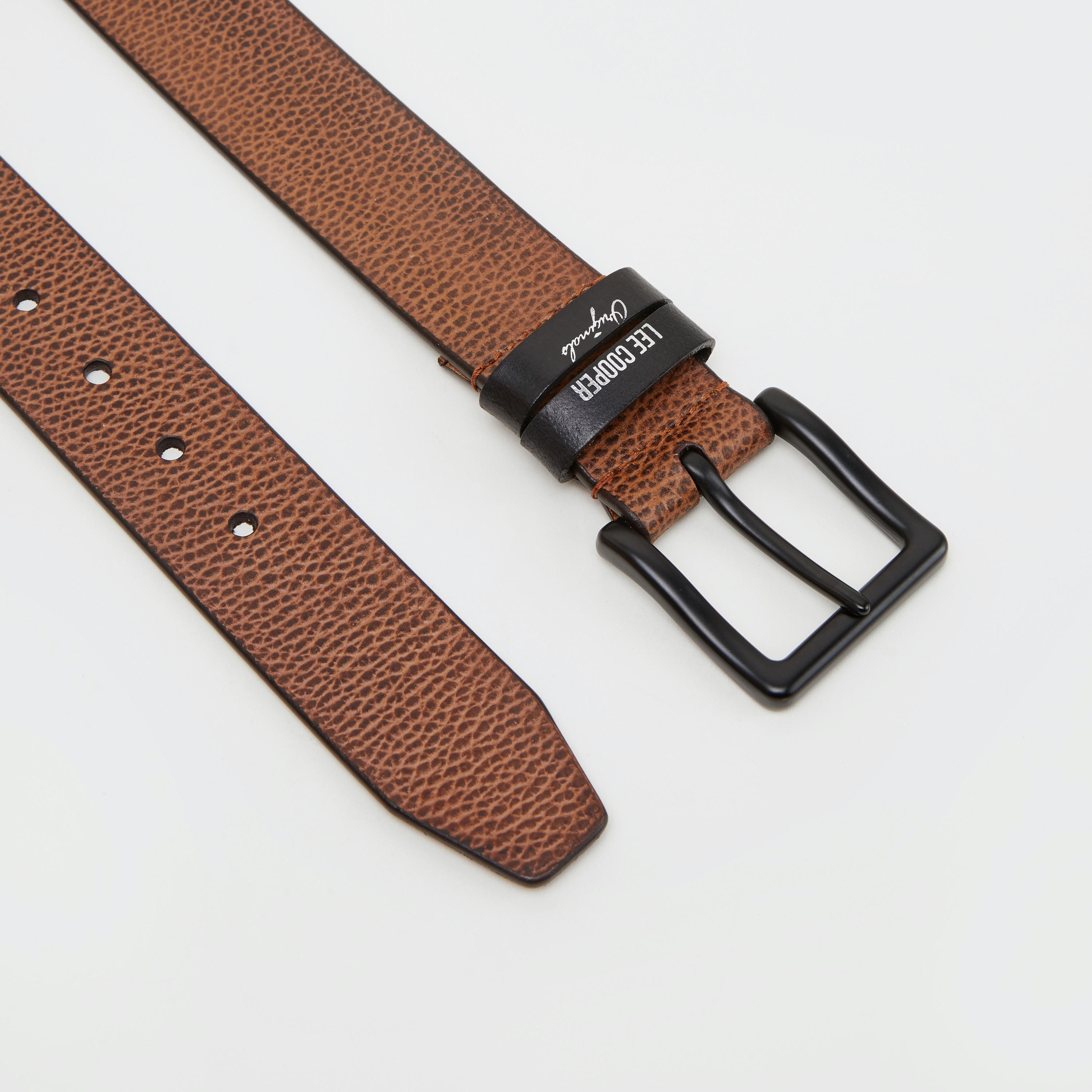 Lee Cooper Textured Leather Belt with Pin Buckle Closure-men-beltsandwallets-belts-image-5