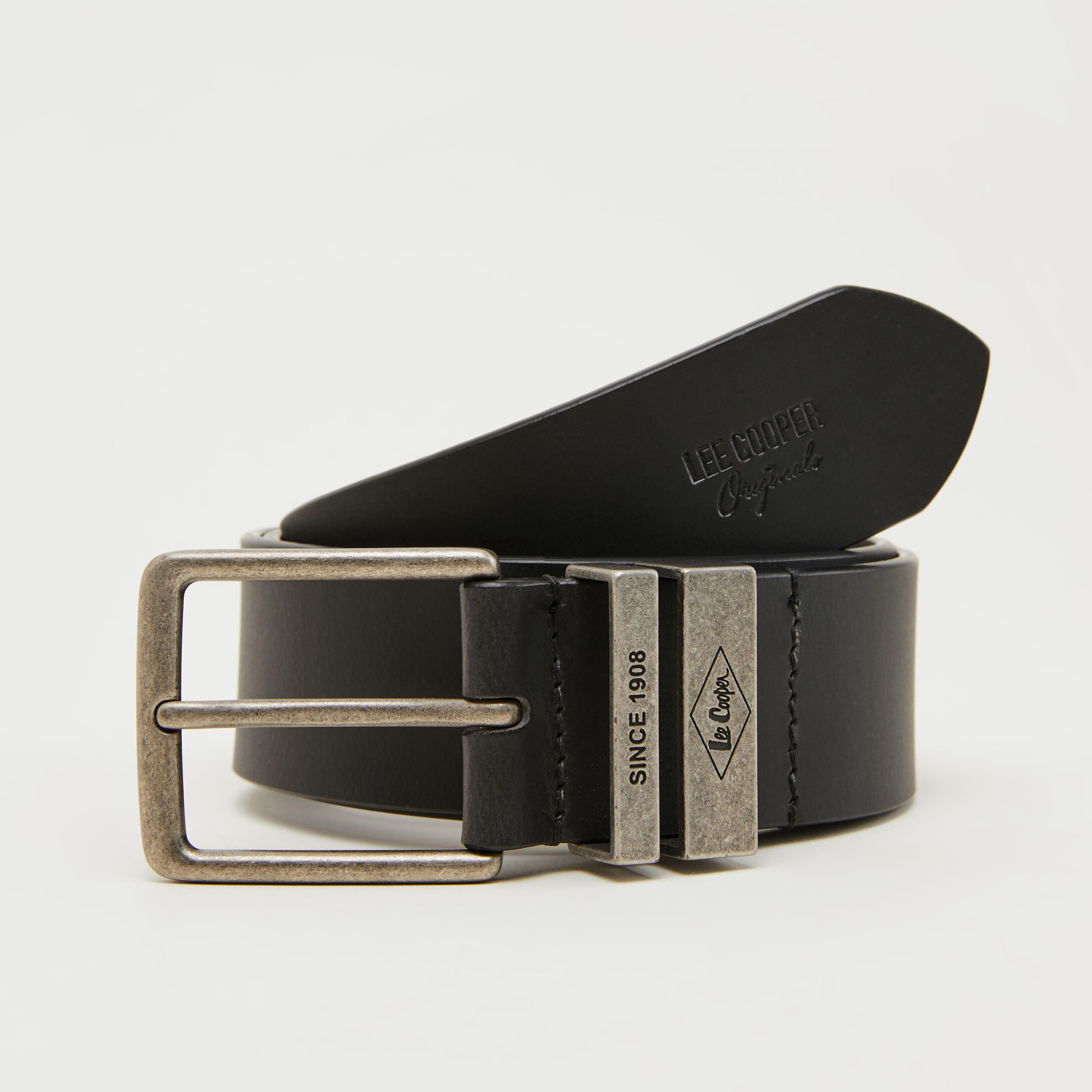 حزام خصر جلد سادة بإبزيم بدبّوس من لي كوبر-men-beltsandwallets-belts-image-5