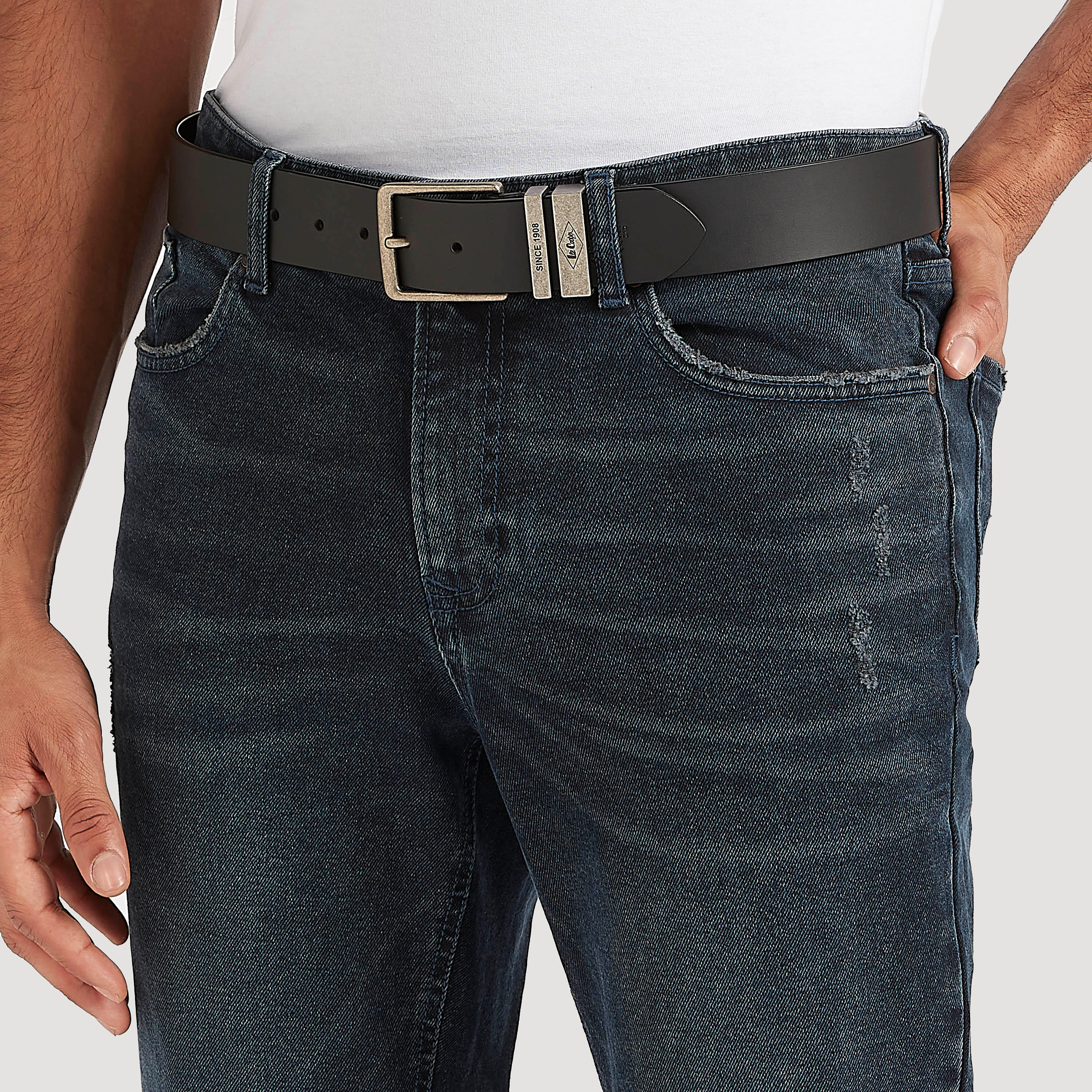 حزام خصر جلد سادة بإبزيم بدبّوس من لي كوبر-men-beltsandwallets-belts-image-4