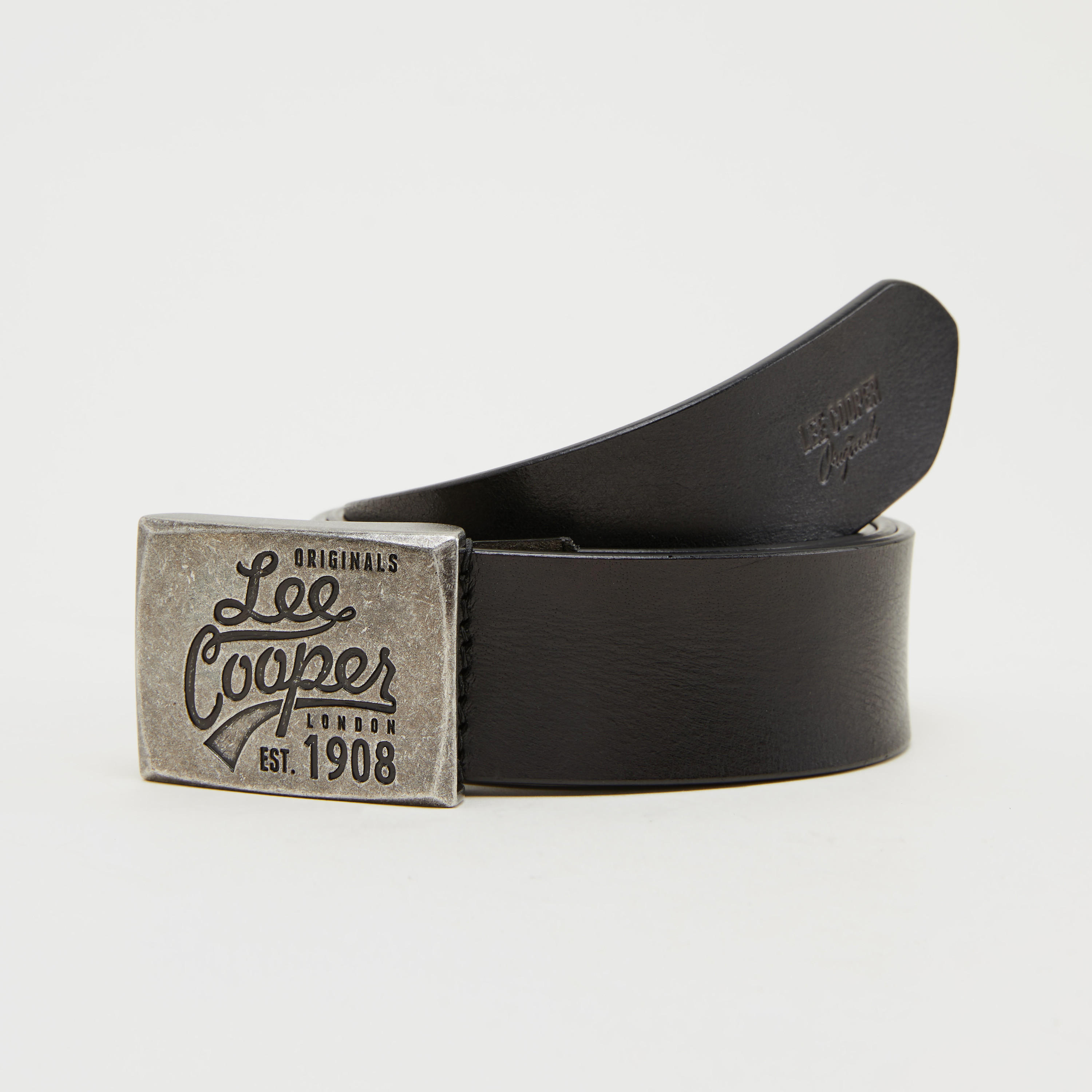 Lee Cooper Solid Leather Belt with Plate Buckle Closure-men-beltsandwallets-belts-image-1