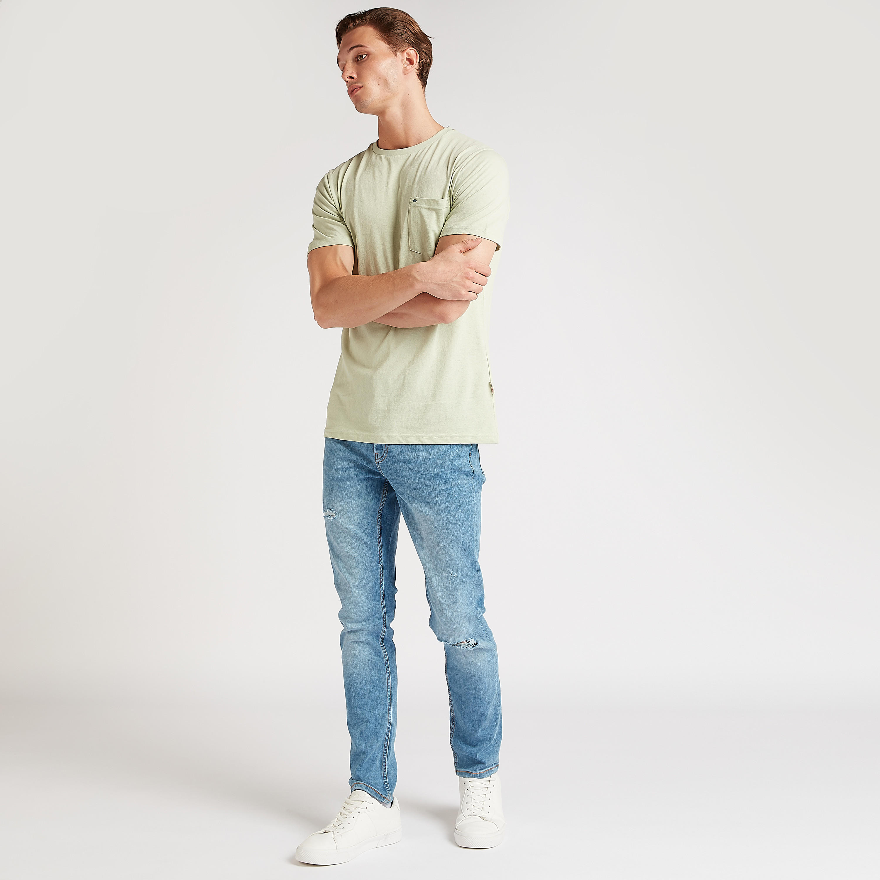 بنطلون جينز دنيم سادة سكيني فيتن بخصر متوسّط الارتفاع من لي كوبر-men-clothing-bottoms-jeans-image-2