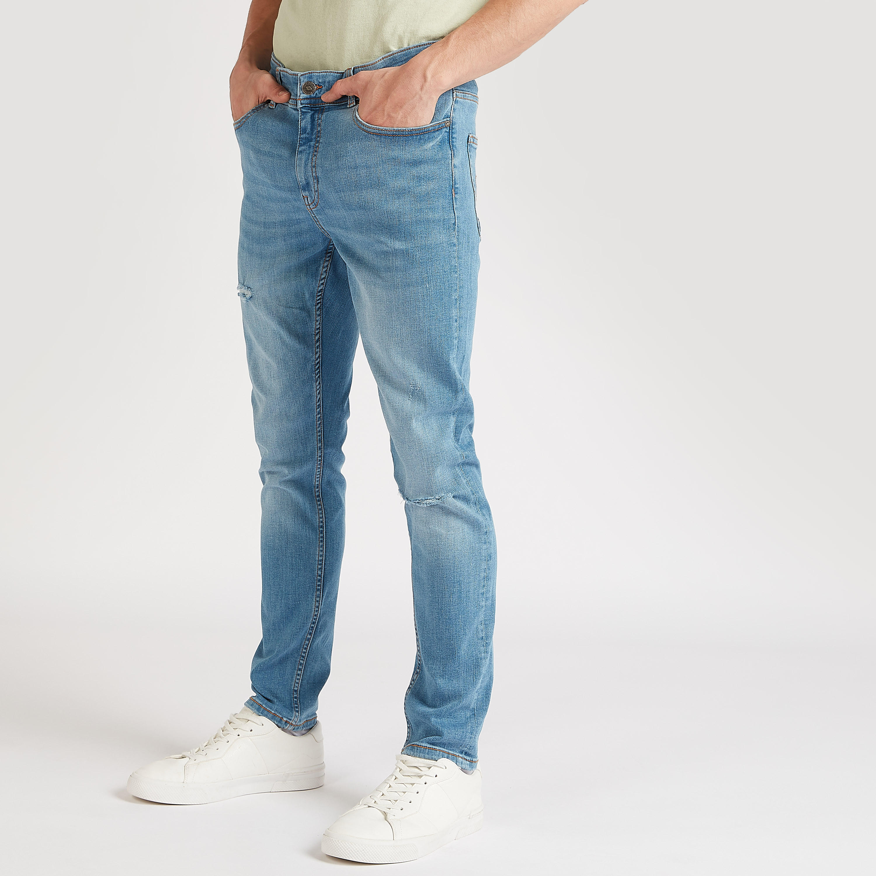 بنطلون جينز دنيم سادة سكيني فيتن بخصر متوسّط الارتفاع من لي كوبر-men-clothing-bottoms-jeans-image-5