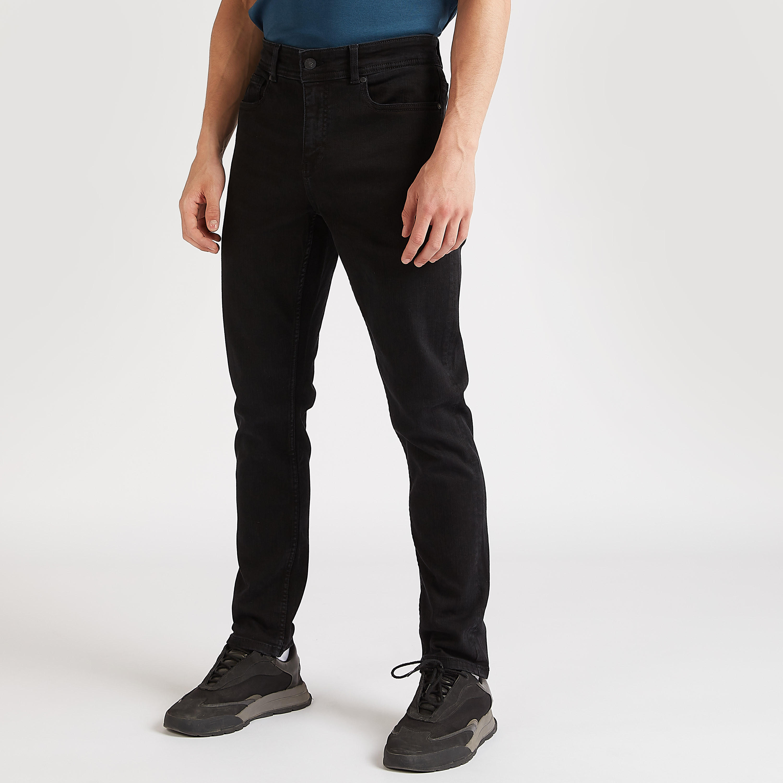 بنطلون جينز دنيم سادة سكيني فيتن بخصر متوسّط الارتفاع من لي كوبر-men-clothing-bottoms-jeans-image-1