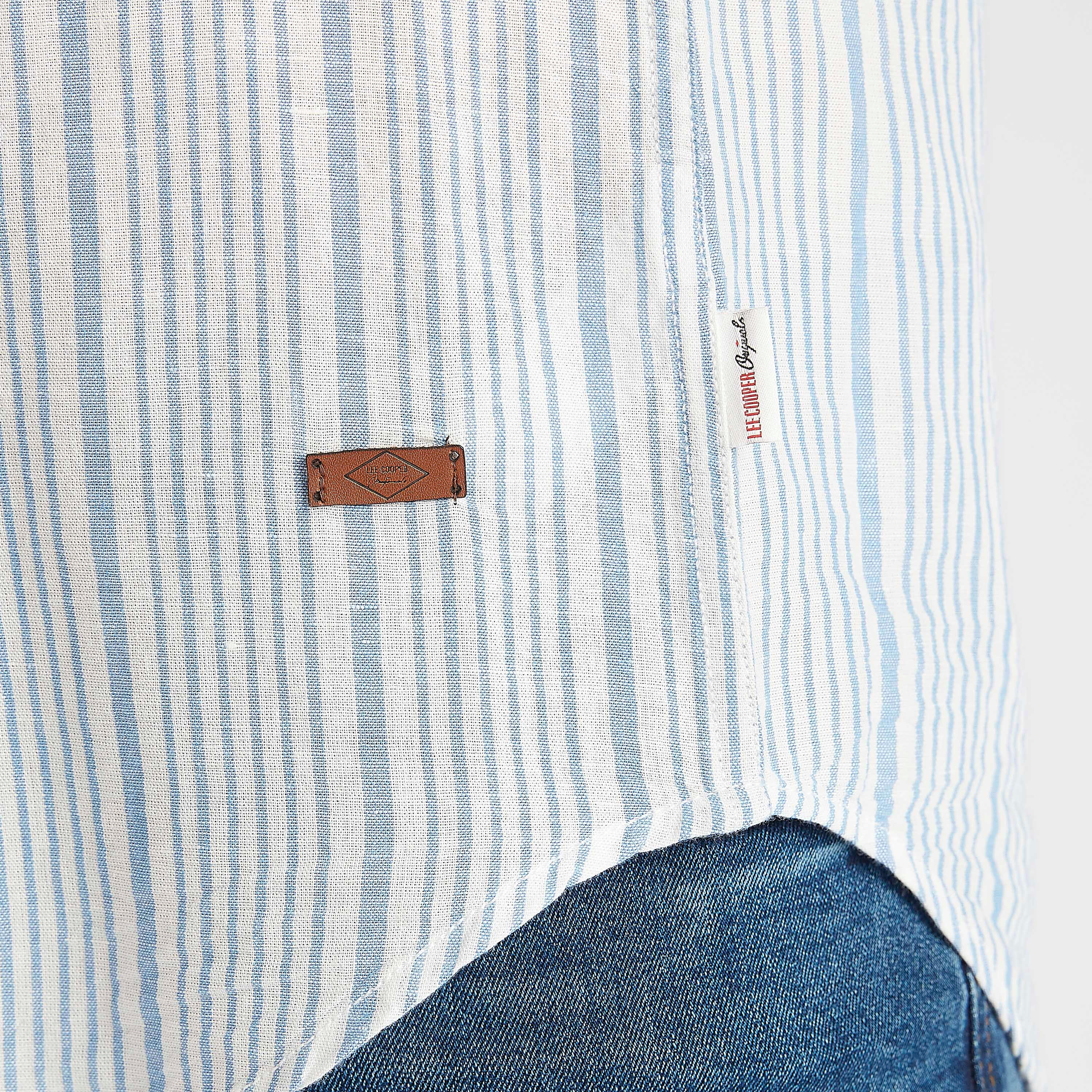 قميص مخطّط بأكمام قصيرة من لي كوبر-men-clothing-shirts-image-1
