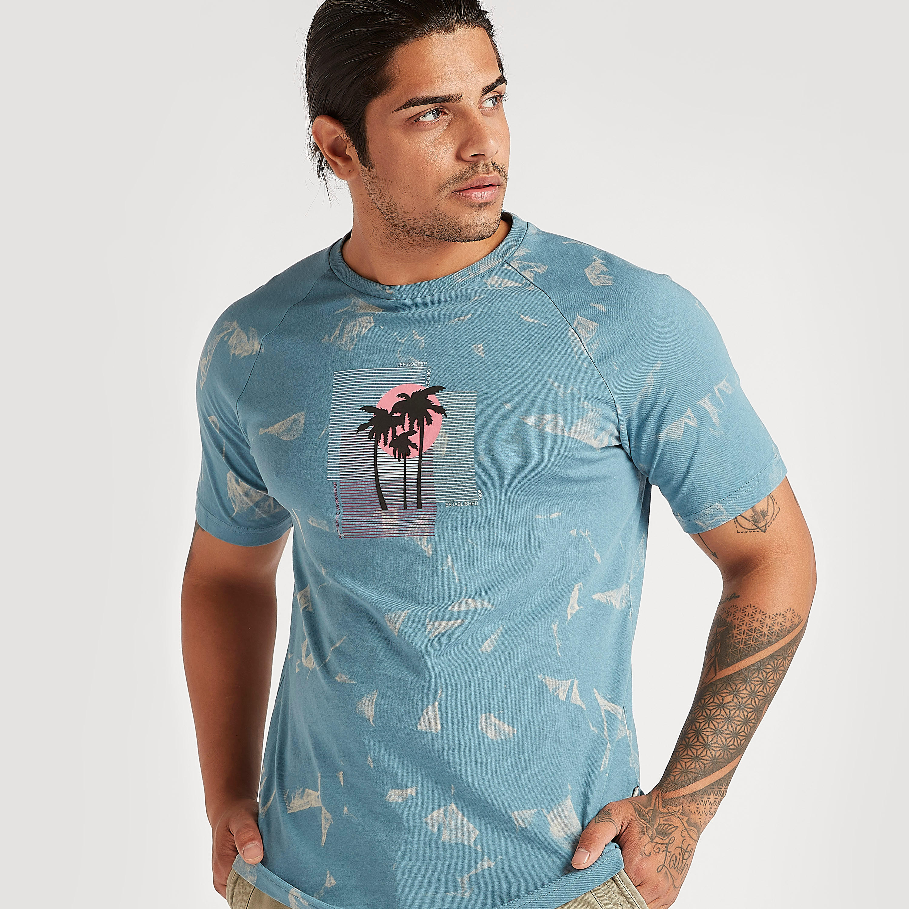 Lee Cooper Print T-shirt with Short Sleeves and Crew Neck-men-clothing-tshirtsandpolos-tshirts-image-1