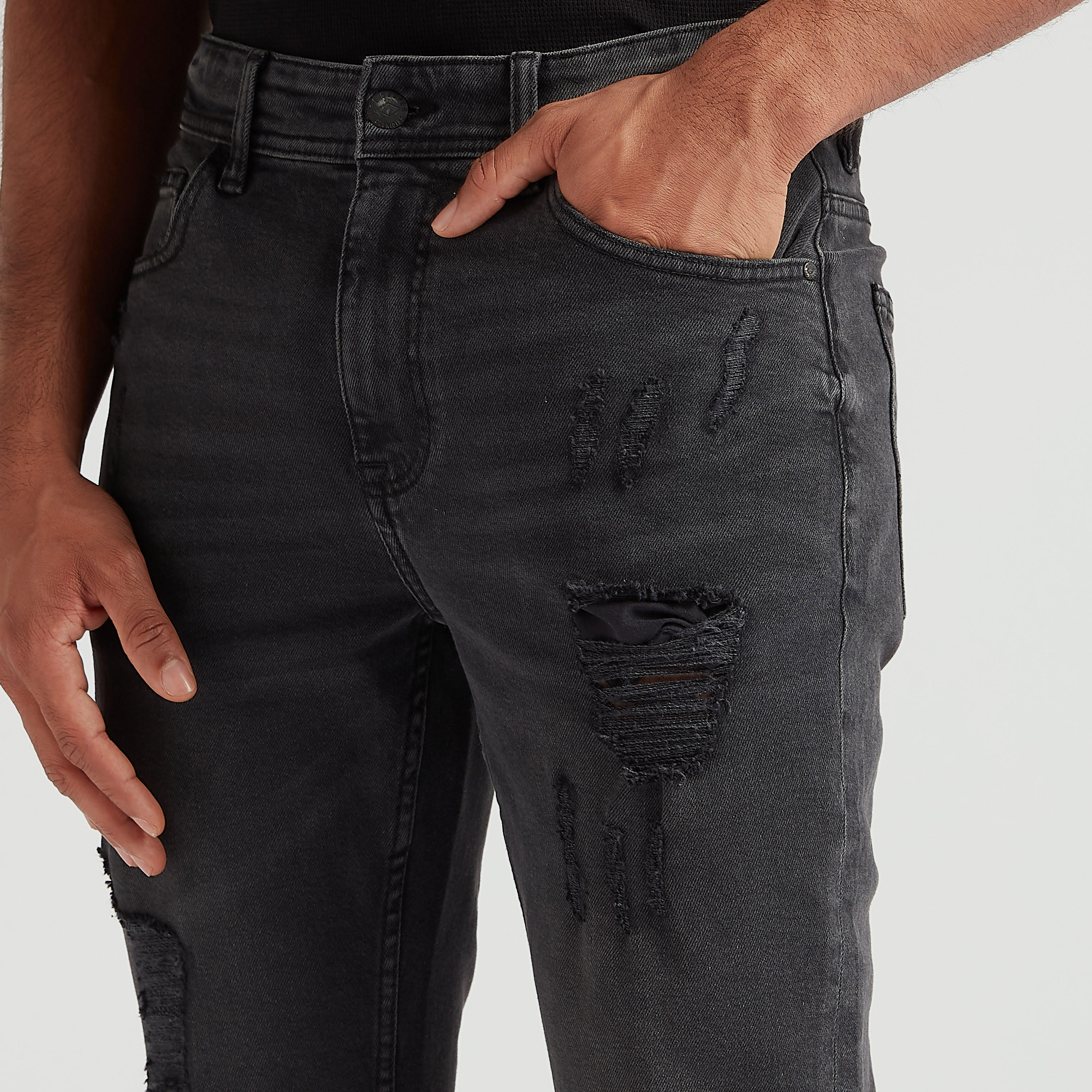 شورت دنيم مضلّع بجيوب وخصر متوسّط الارتفاع من لي كوبر-men-clothing-bottoms-shorts-image-3