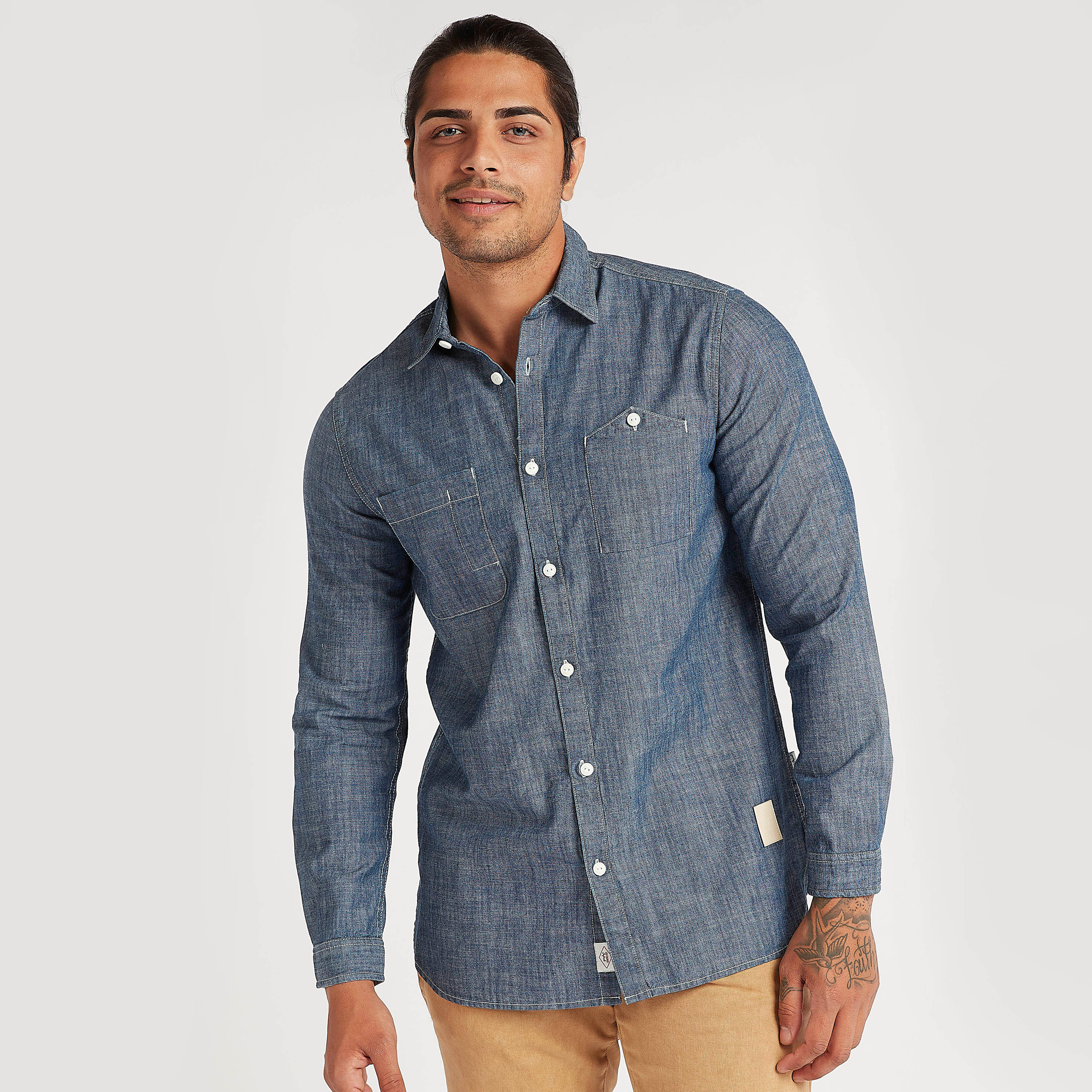 Lee Cooper Textured Shirt with Long Sleeves and Pockets-men-clothing-shirts-image-1
