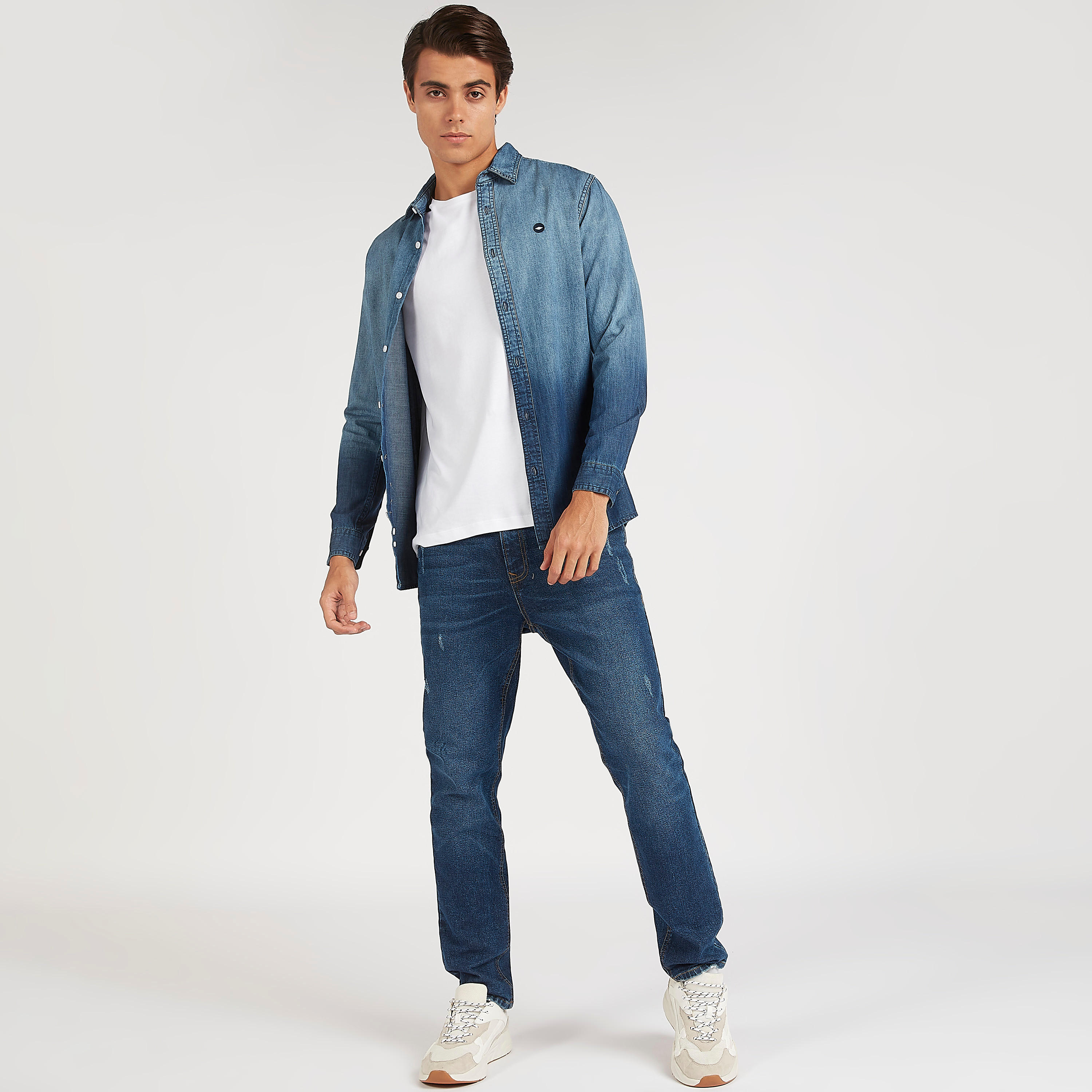 قميص كاروهات بألوان متدرجة بأكمام طويلة من لي كوبر-men-clothing-shirts-image-2