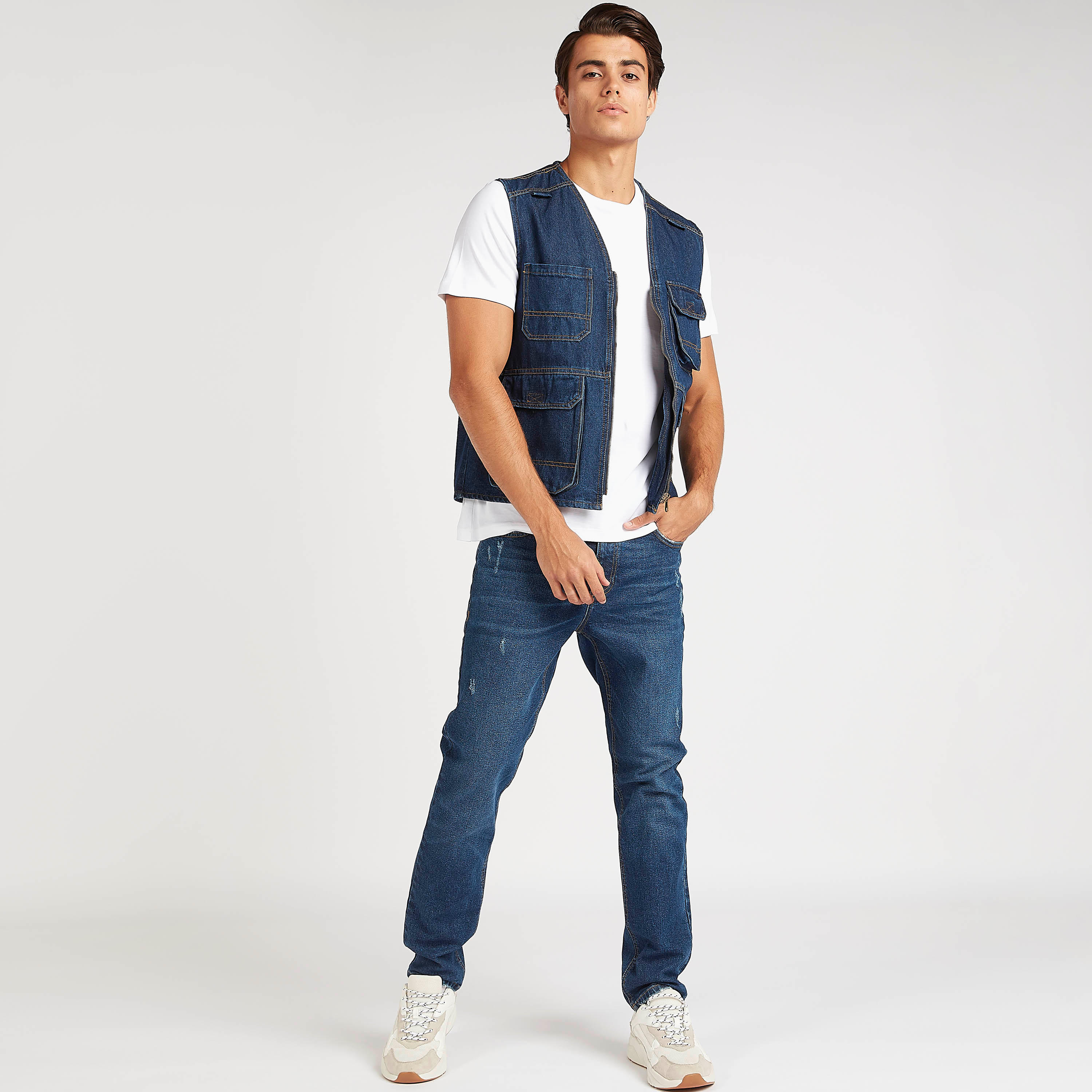 Lee Cooper Solid Zip Through Gilet with Flap Pockets-men-clothing-jacketsandblazers-jackets-image-2