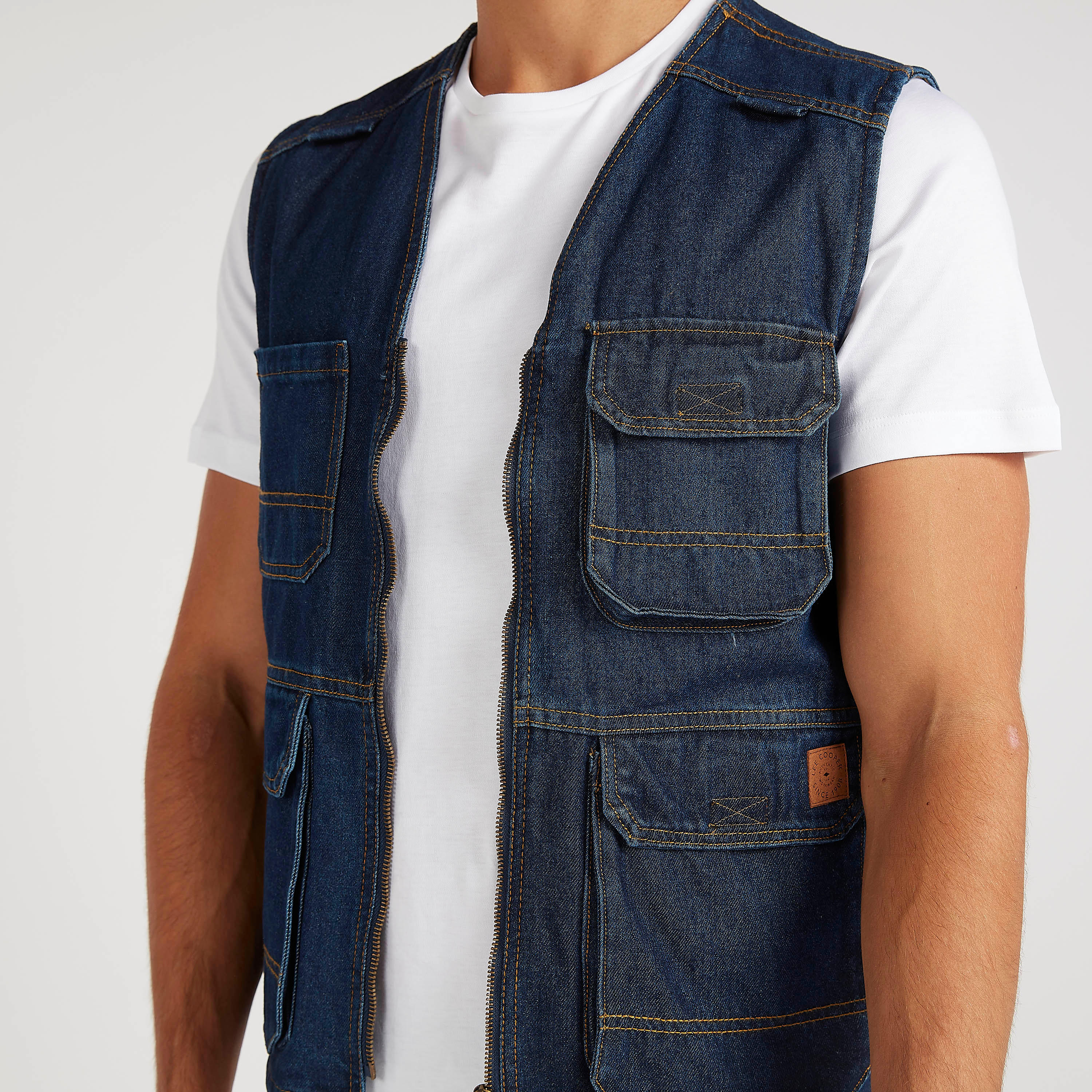 Lee Cooper Solid Zip Through Gilet with Flap Pockets-men-clothing-jacketsandblazers-jackets-image-3