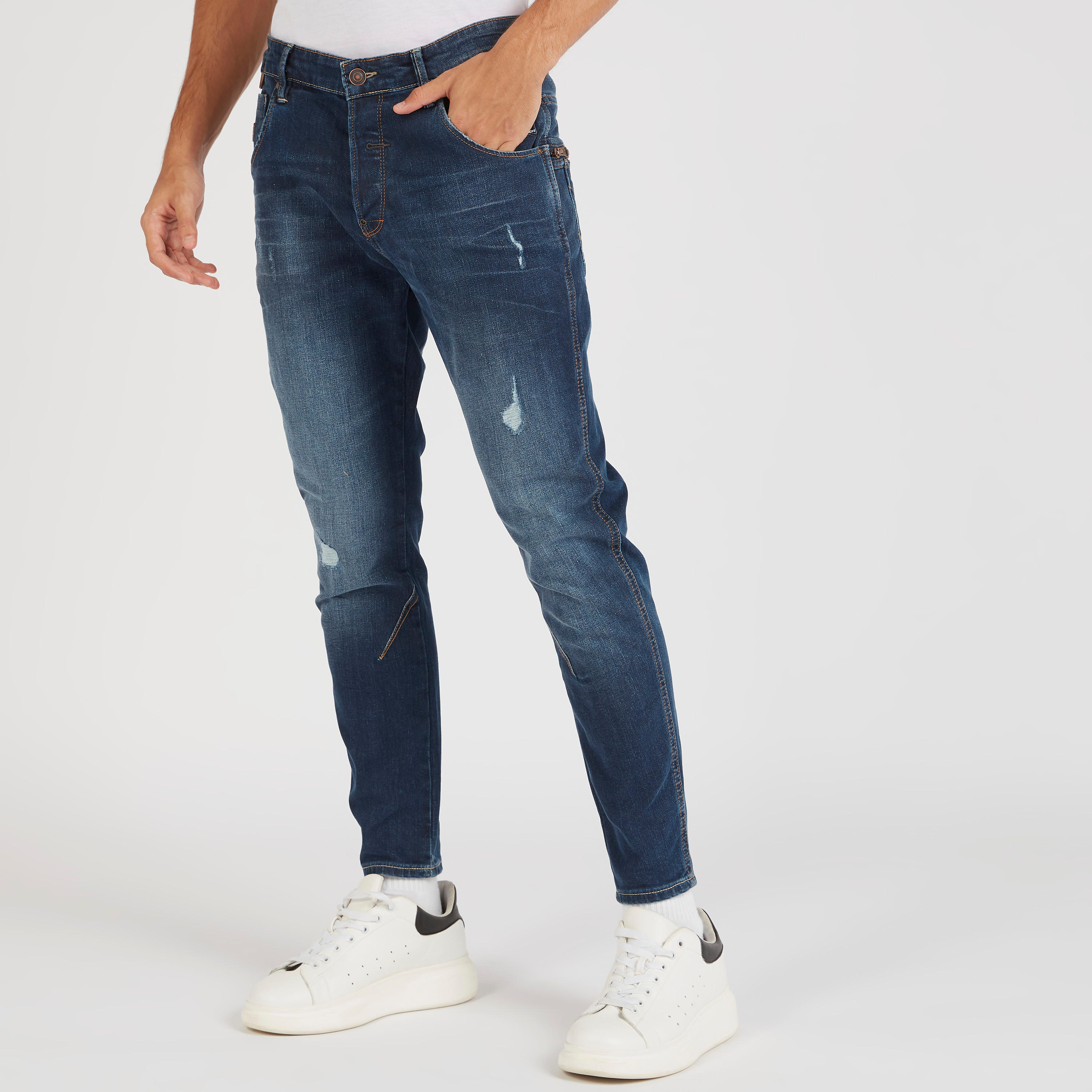 بنطلون جينز دنيم مضلّع سادة من لي كوبر-men-clothing-bottoms-jeans-image-4
