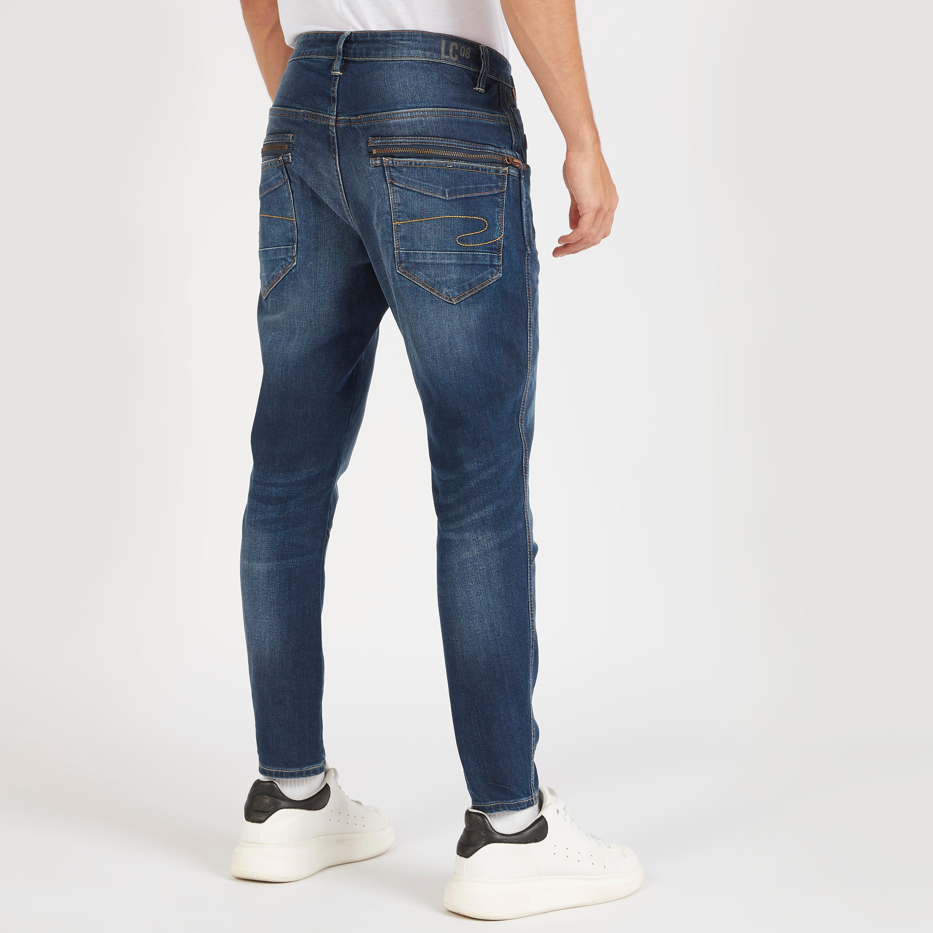 بنطلون جينز دنيم مضلّع سادة من لي كوبر-men-clothing-bottoms-jeans-image-1